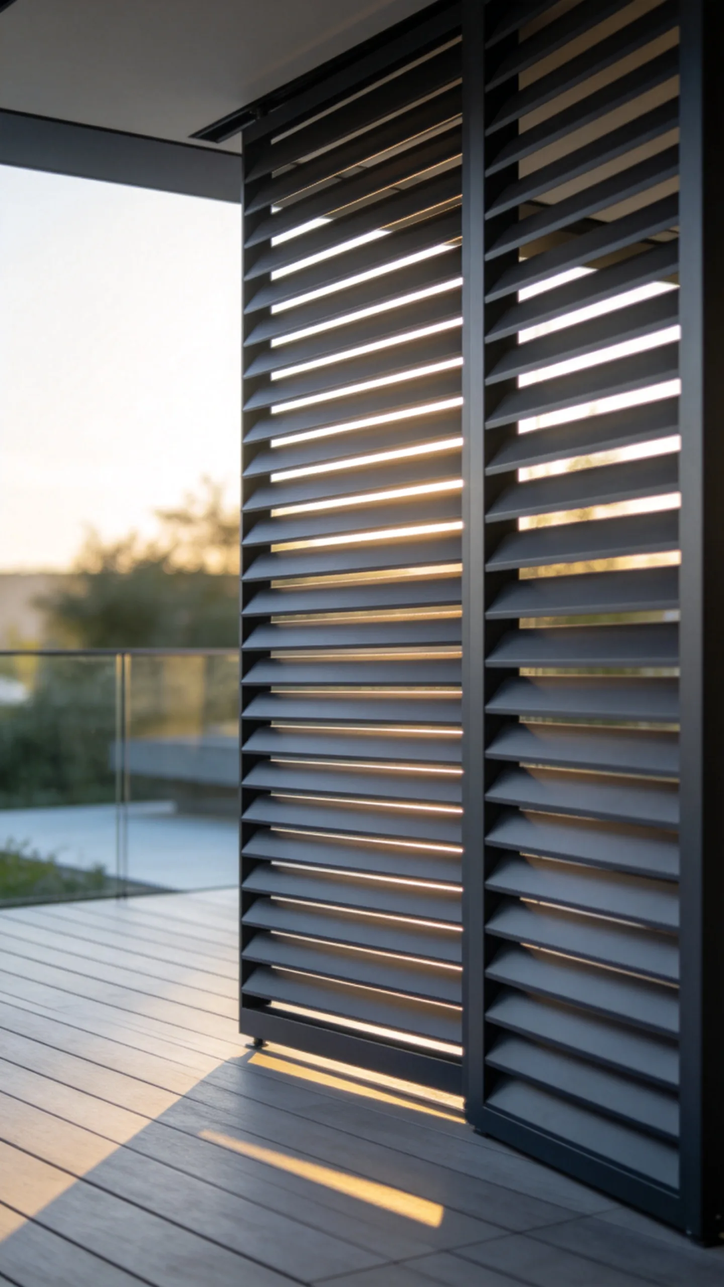 6. Horizontal Metal Louvers for Adjustable Privacy