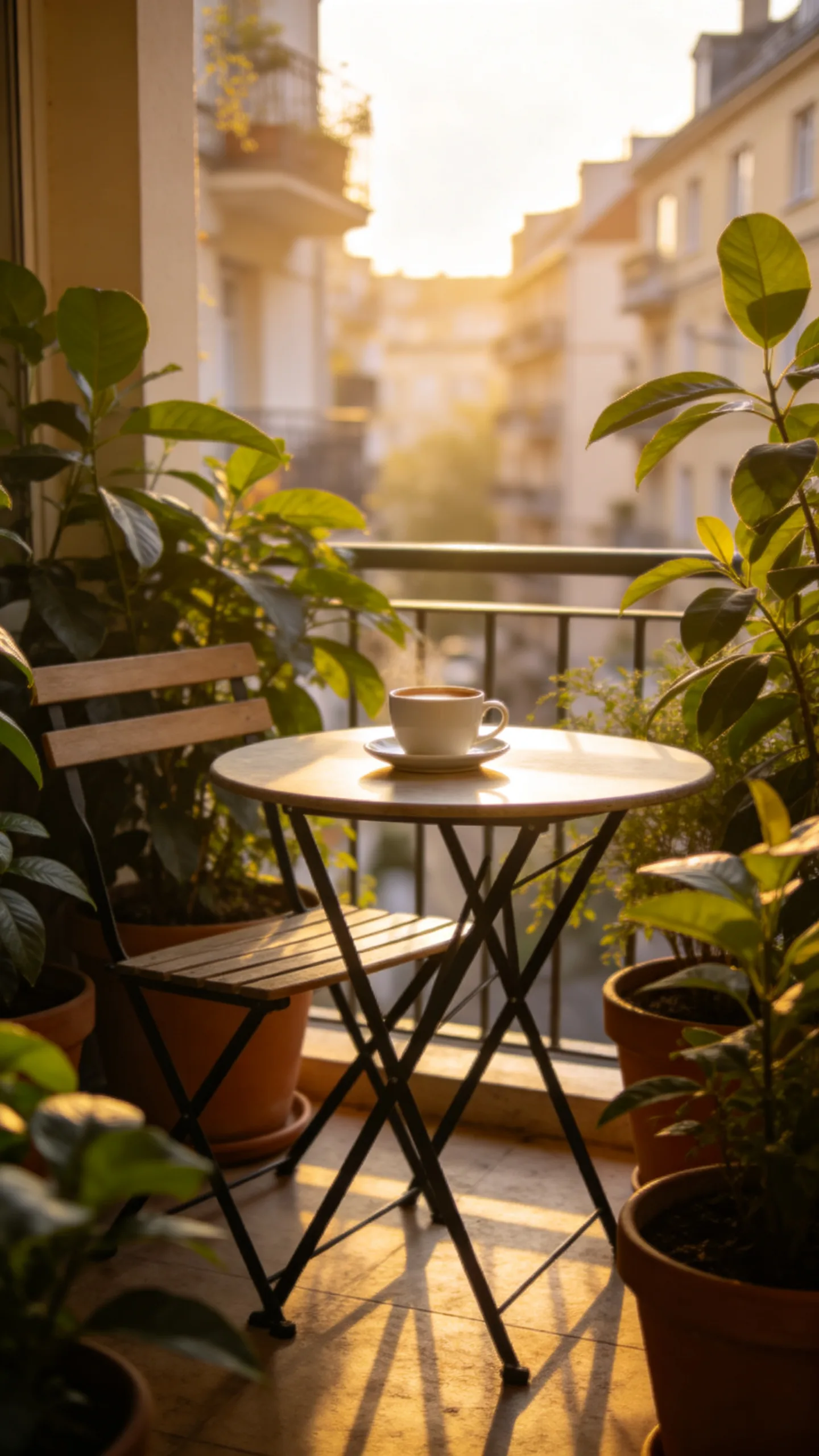 6. Create a Balcony Breakfast Corner With Greenery