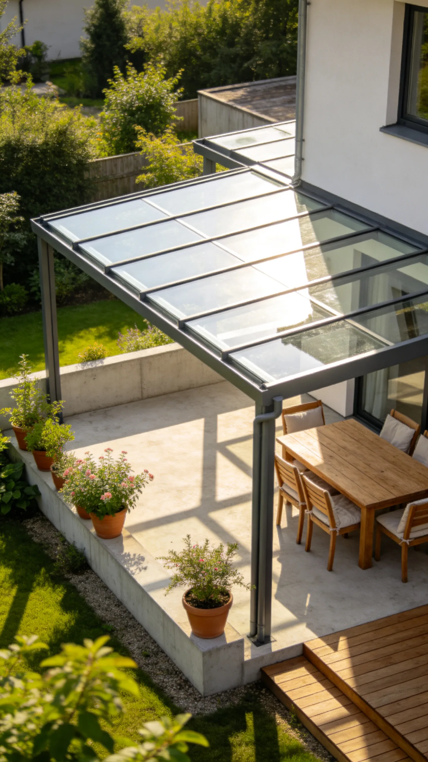 7. Integrated Glass Roof Veranda for Sunlit Breezeways