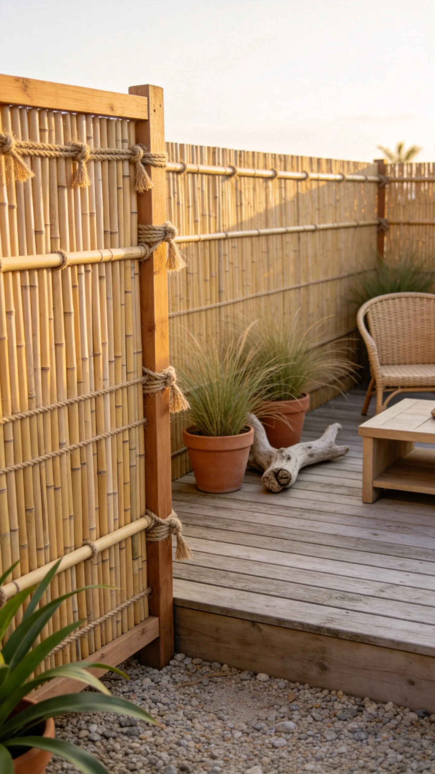 8. DIY Bamboo Reed Screening for Coastal Style on a Budget