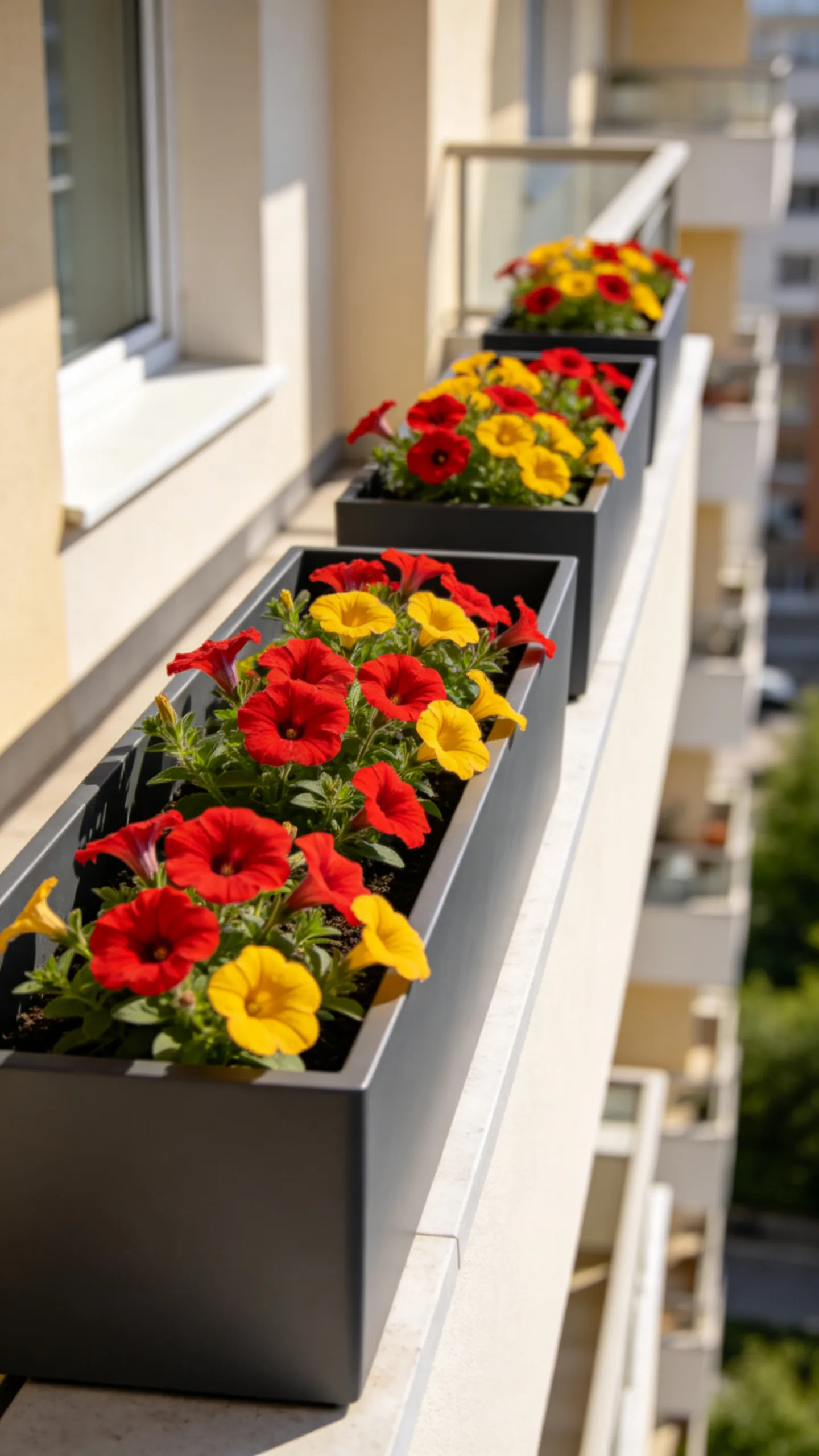 8. Grow Flowers in Matching Balcony Boxes