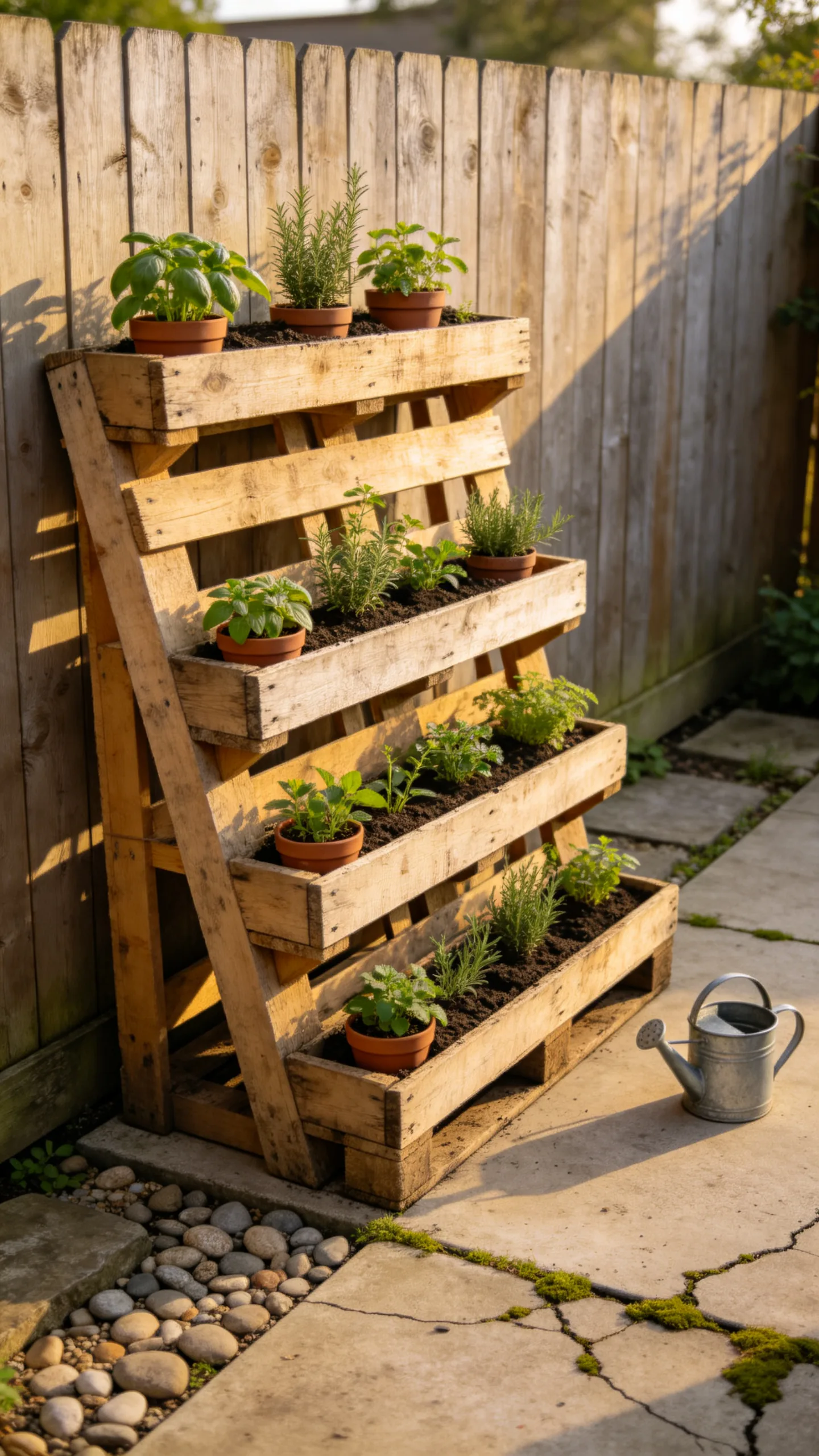 8. Staggered Vertical Pallet Herb Garden