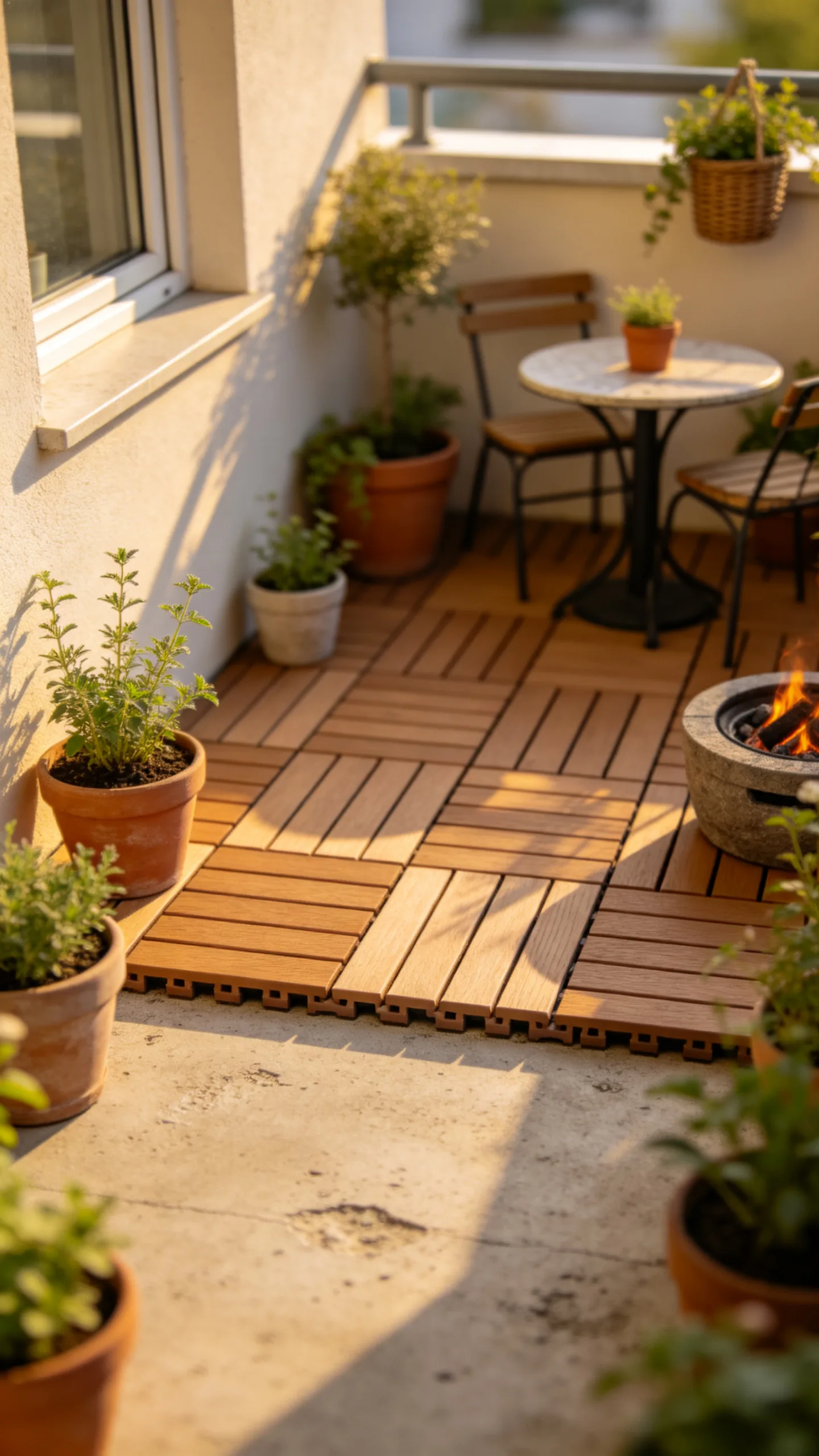 9. Small-Scale Balcony Deck Overlay with Interlocking Deck Tiles