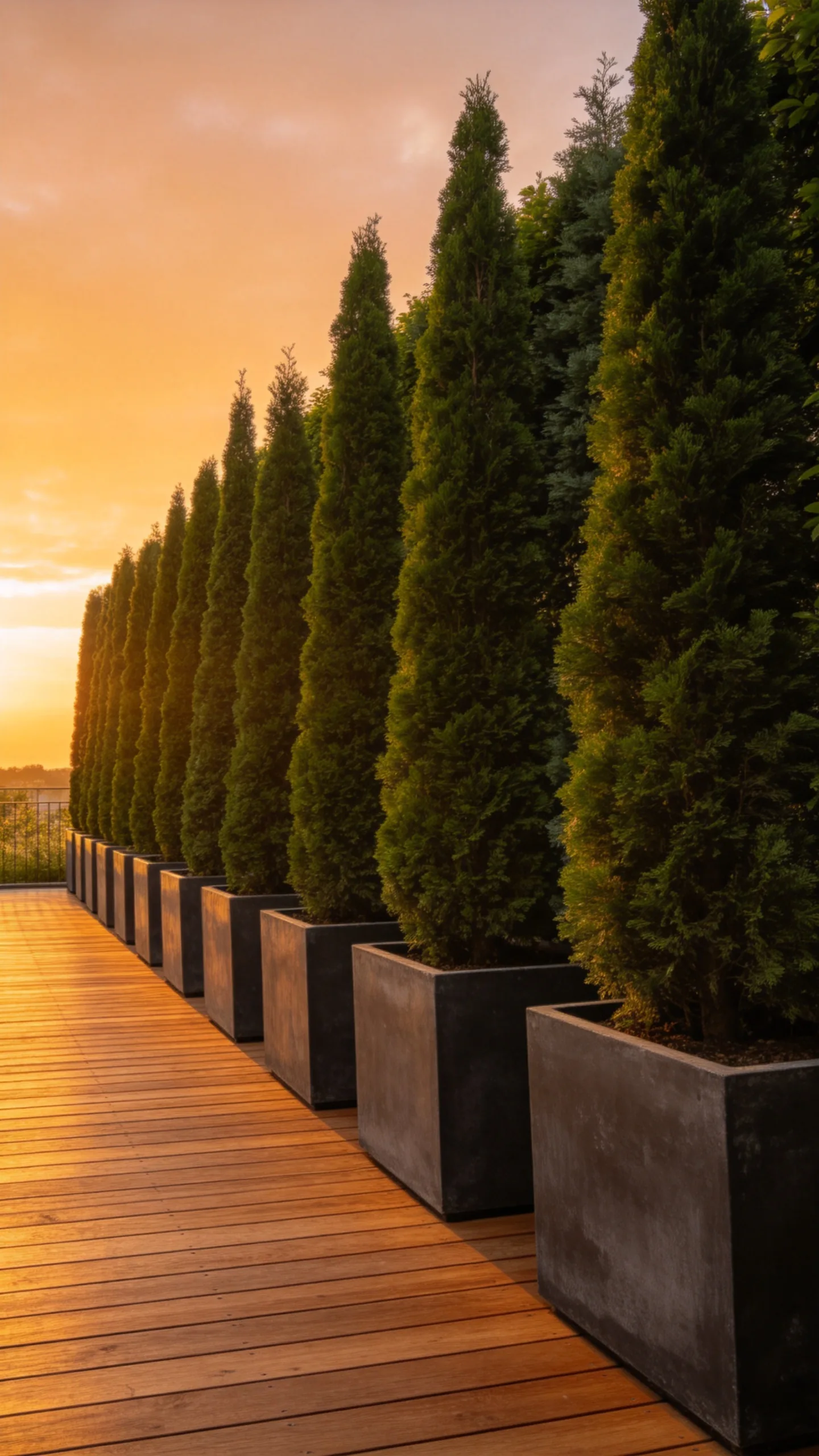 10. Strategically Placed Potted Evergreen Trees