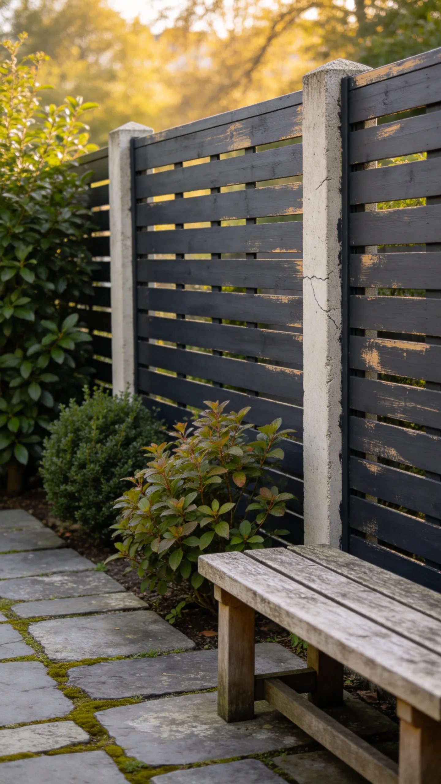 10. Dark Charcoal Painted Slat Fence