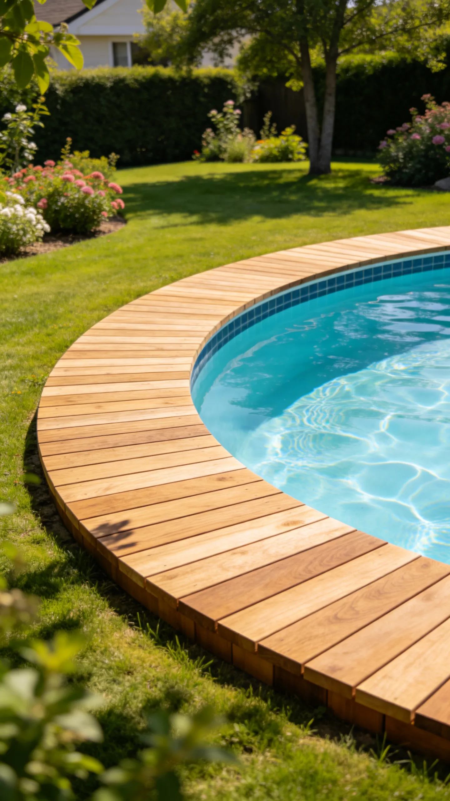 11. Circular Cedar Deck that Hugs the Pool Edge