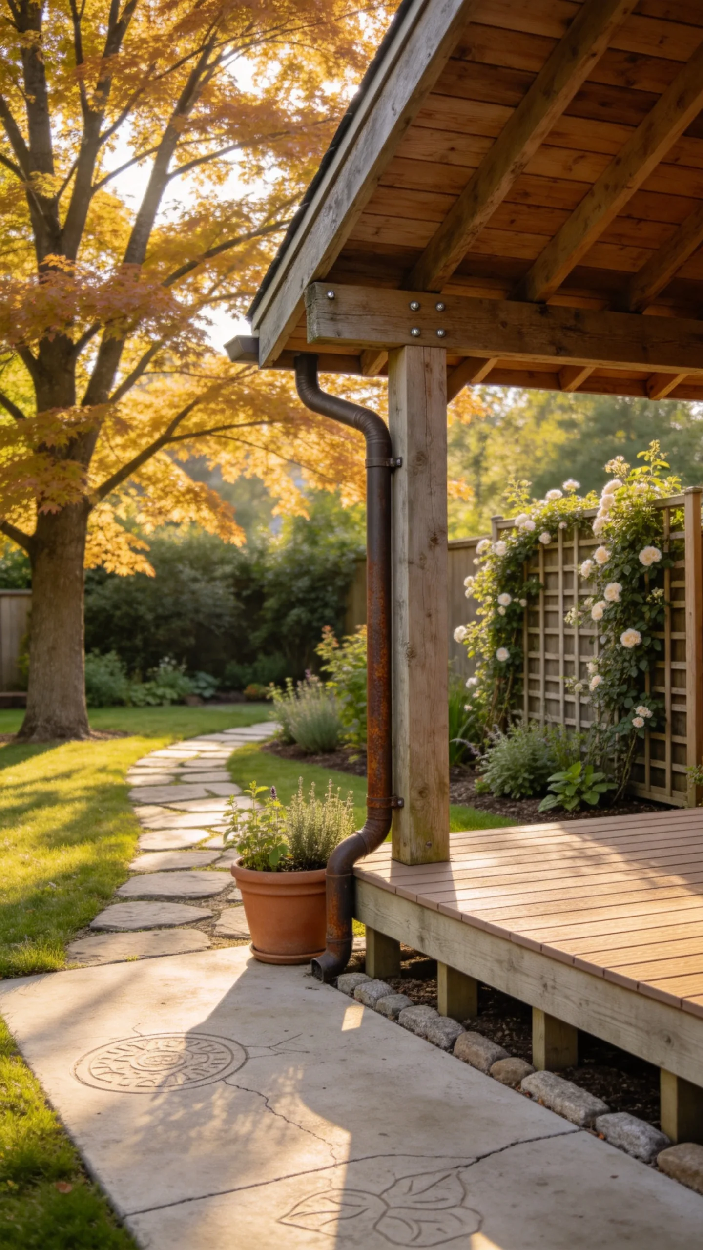11. Attached Shed Roof with Exposed Rustic Rafters