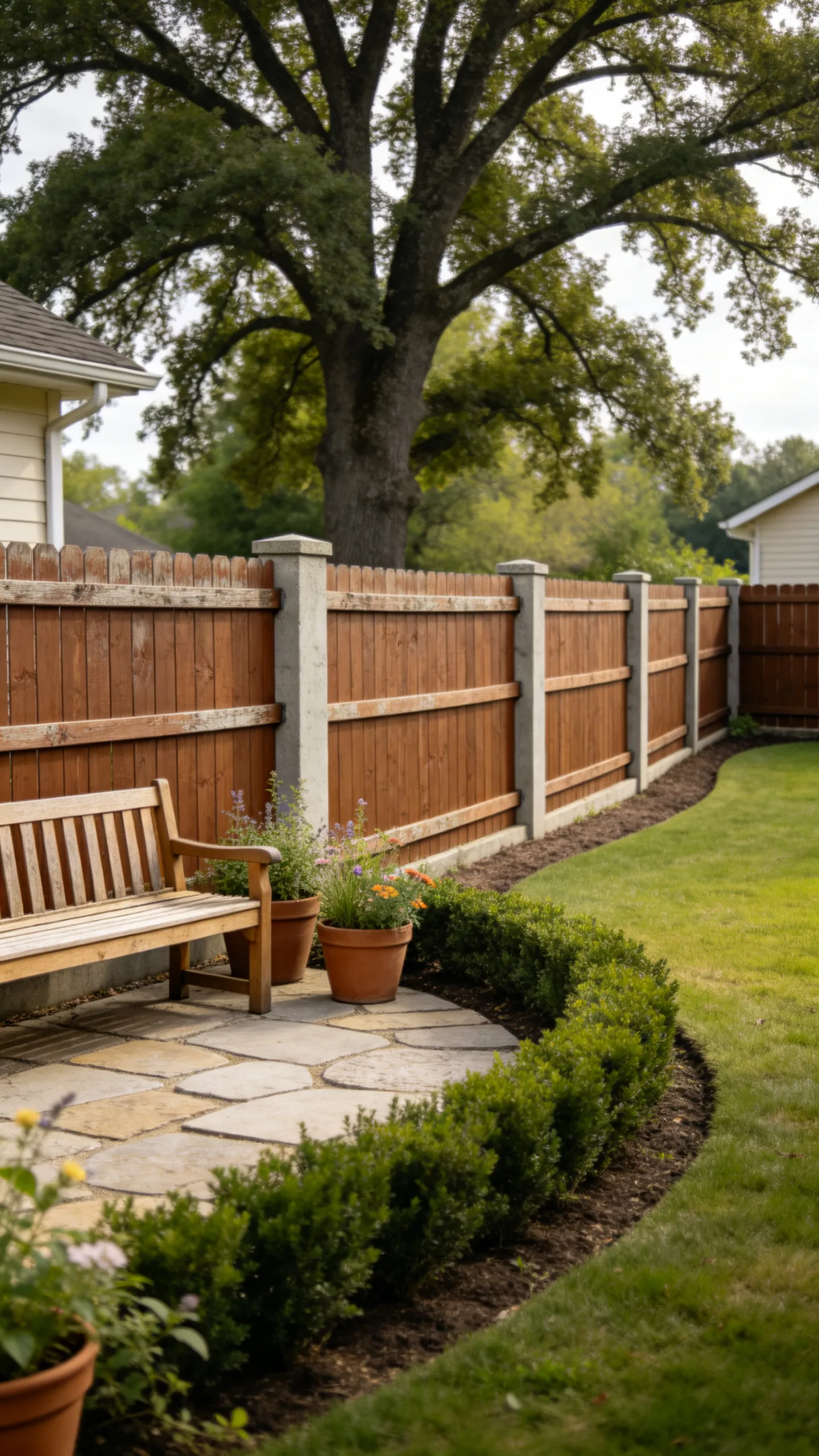 11. Stained Shadowbox Fence for Shared Lines