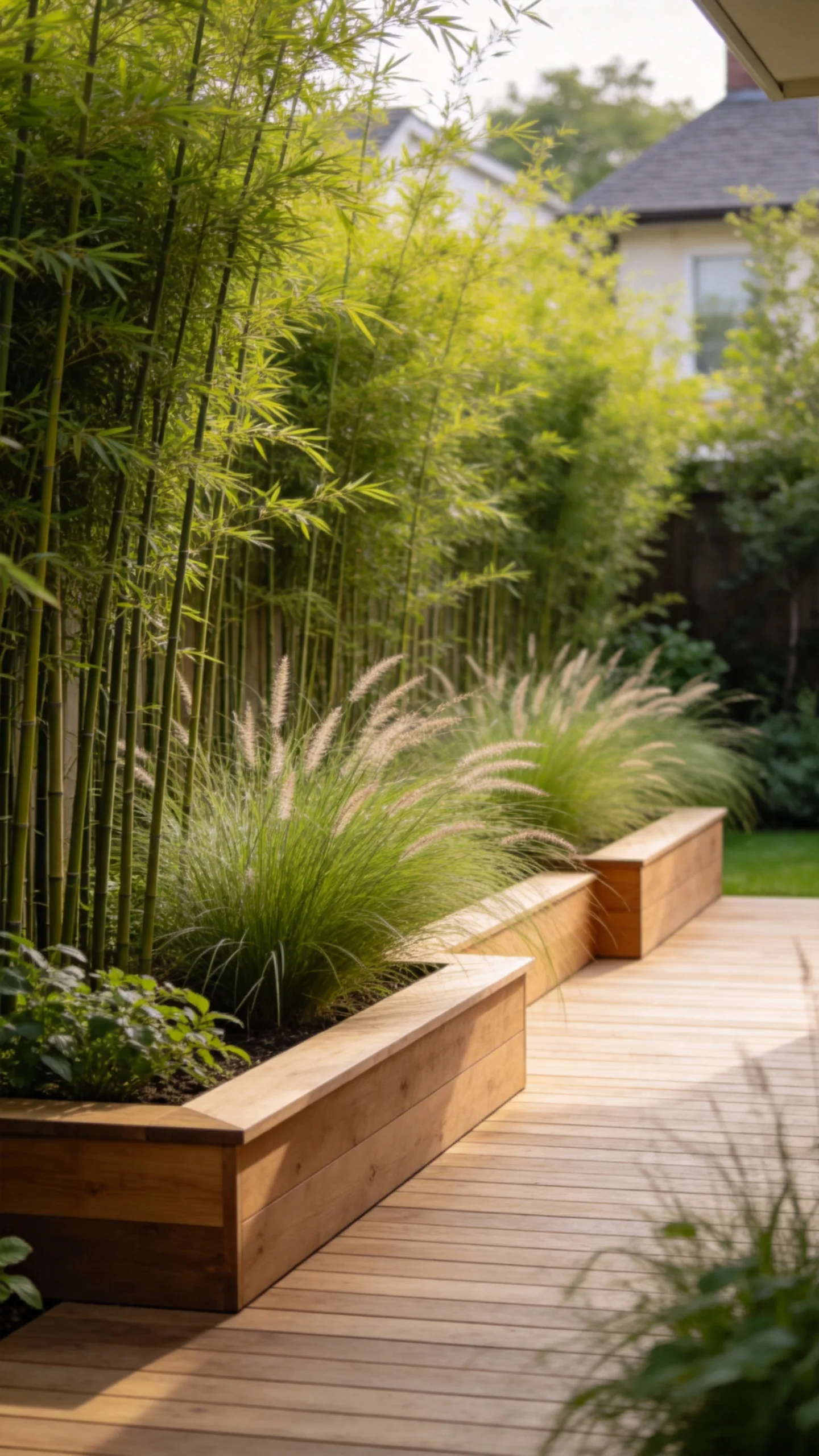 12. Integrated Planter Boxes for Natural Privacy