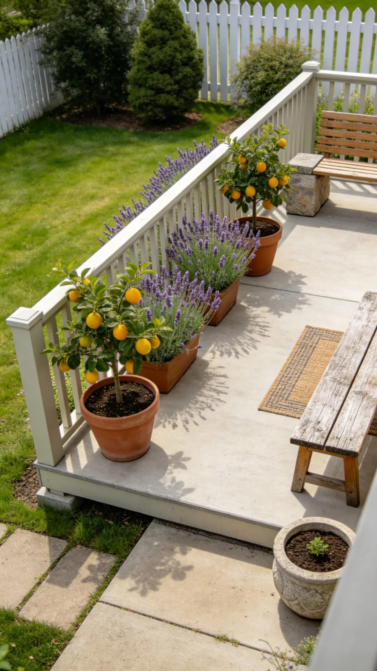 12. Front Porch Deck Extension with Potted Citrus and Lavender