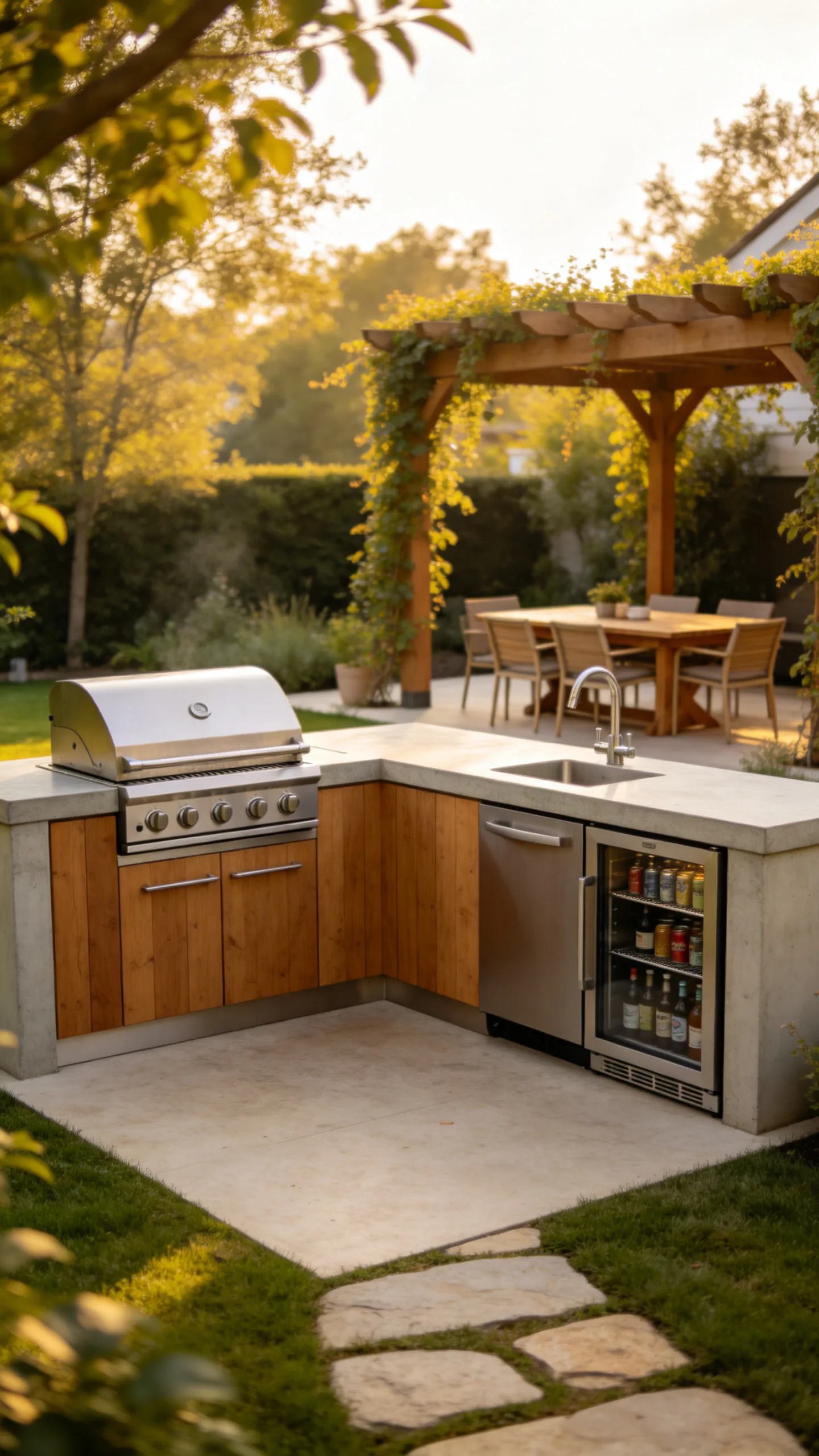 2. Use a L-Shaped BBQ Counter