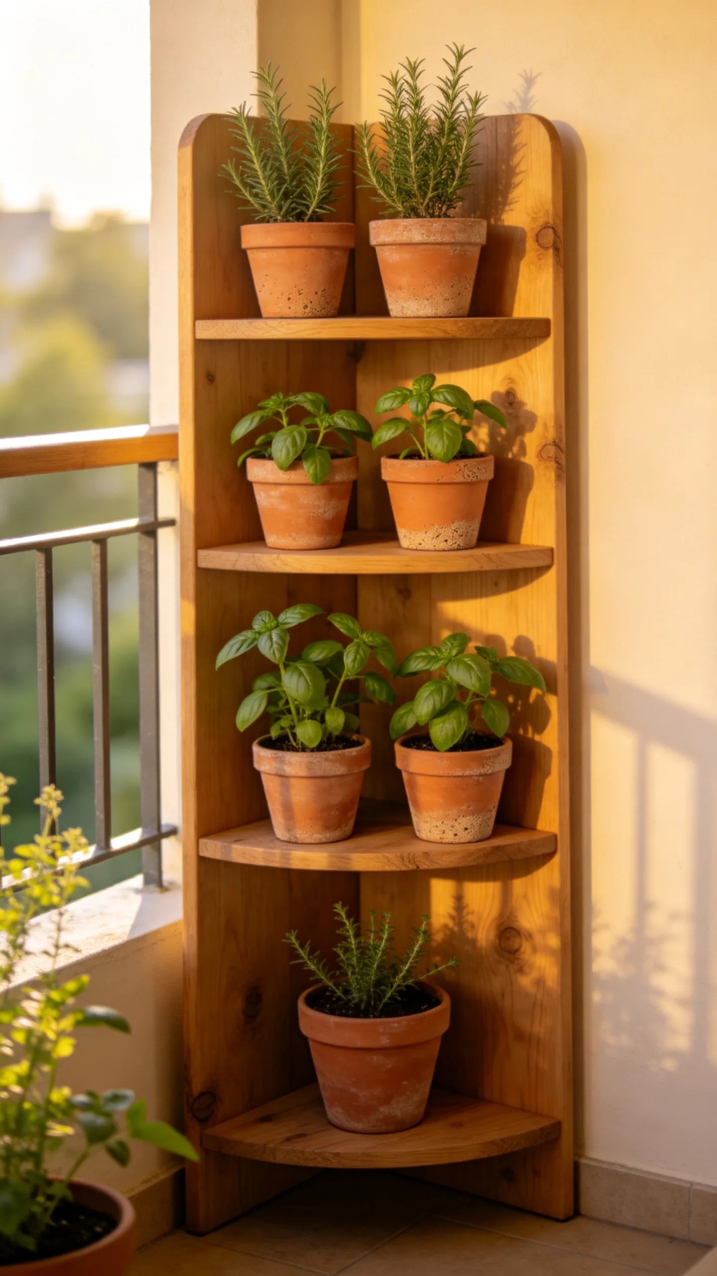3. Layer Herbs in Narrow Tiered Stands