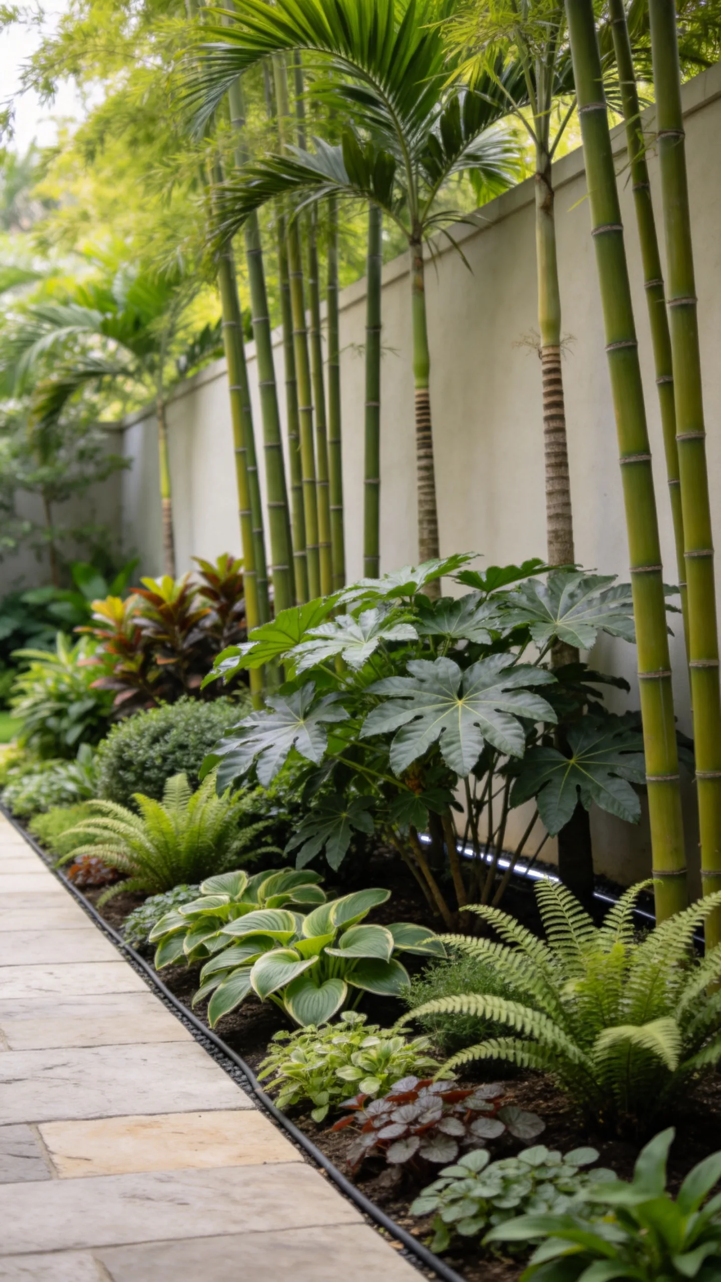10. Layered Tropical Border Against a Wall
