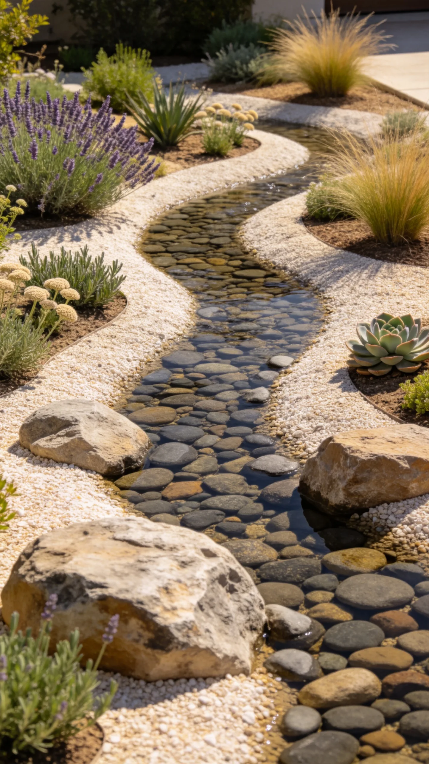 19. Mediterranean-Style Gravel River Bed