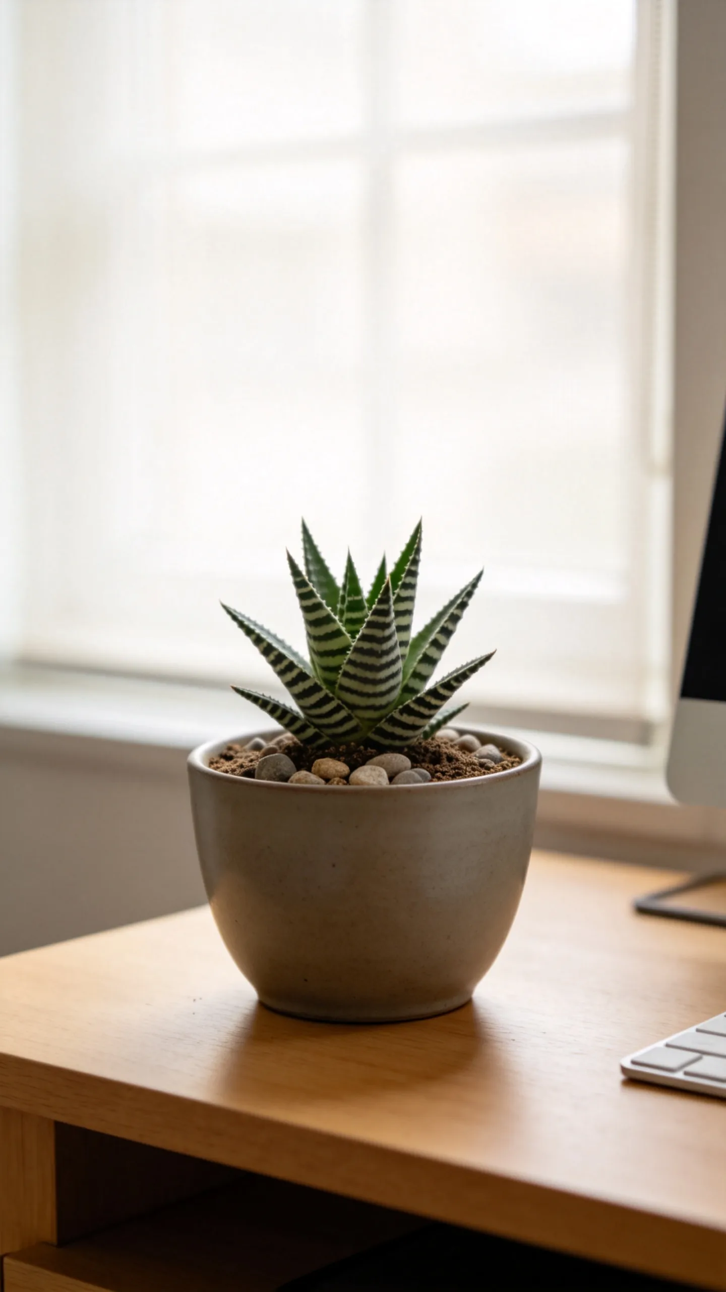 3. Minimalist Haworthia Desk Garden