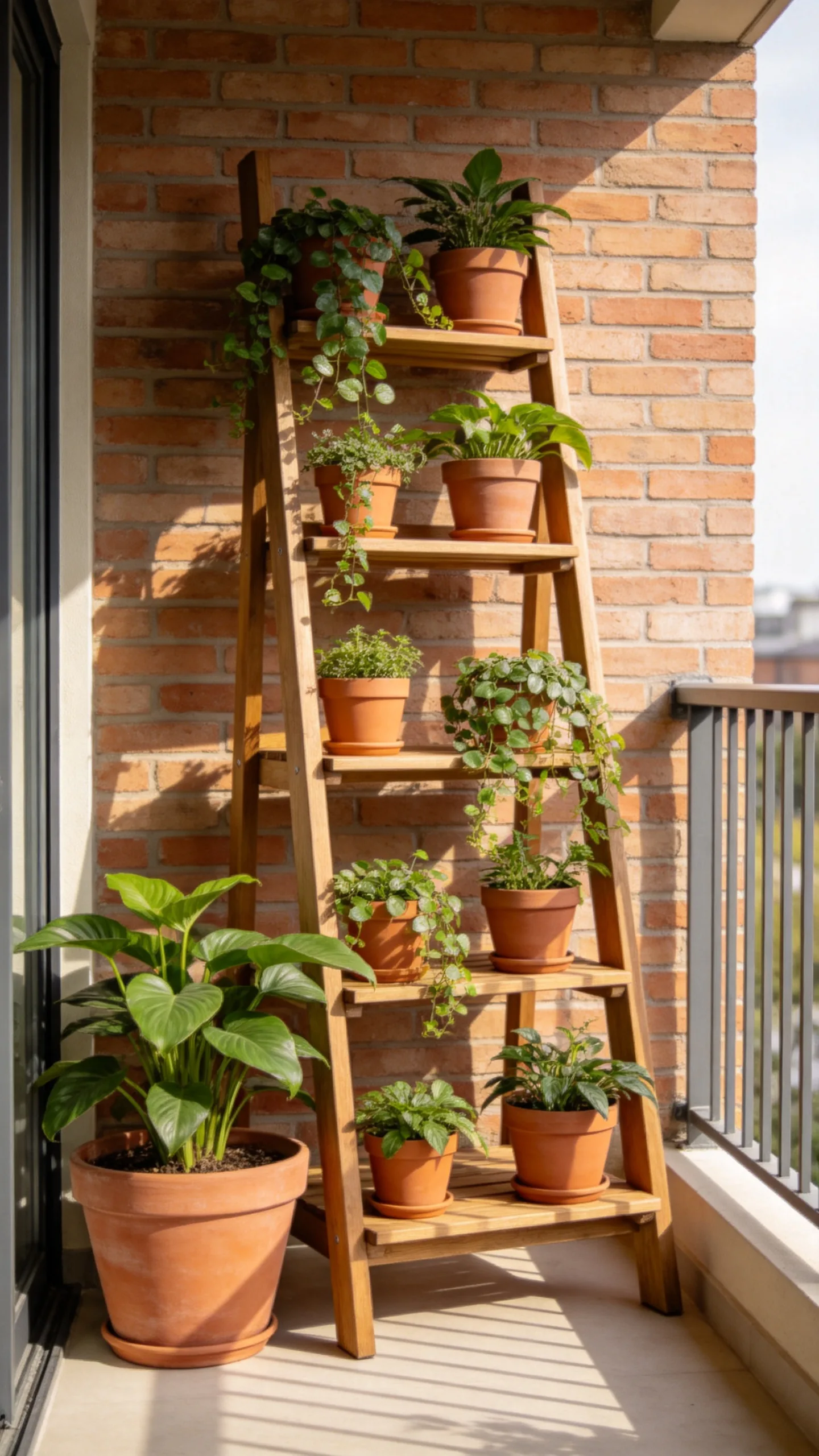 1. Mount a Freestanding Ladder Plant Shelf