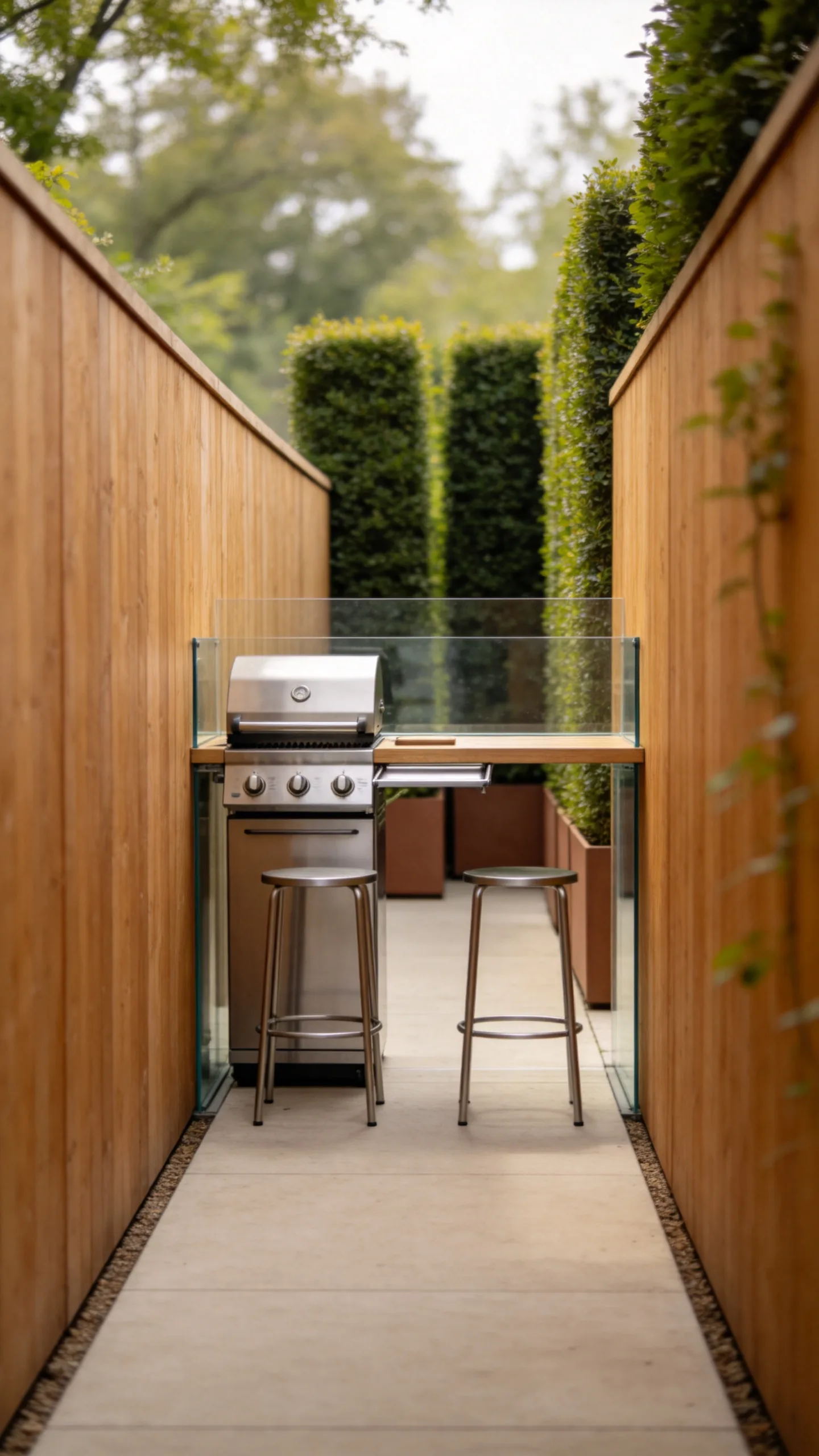 8. Add a Narrow BBQ Bar Along a Fence