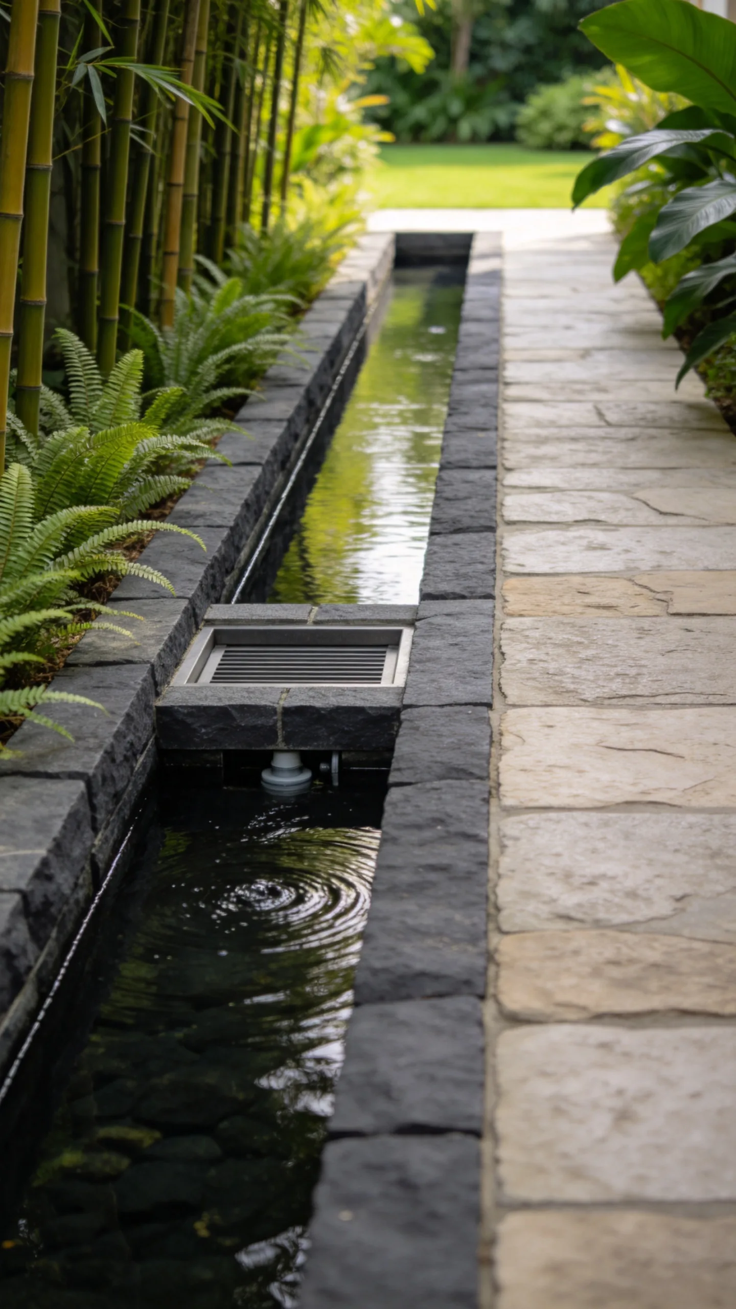 6. Narrow Rill Beside a Garden Walkway