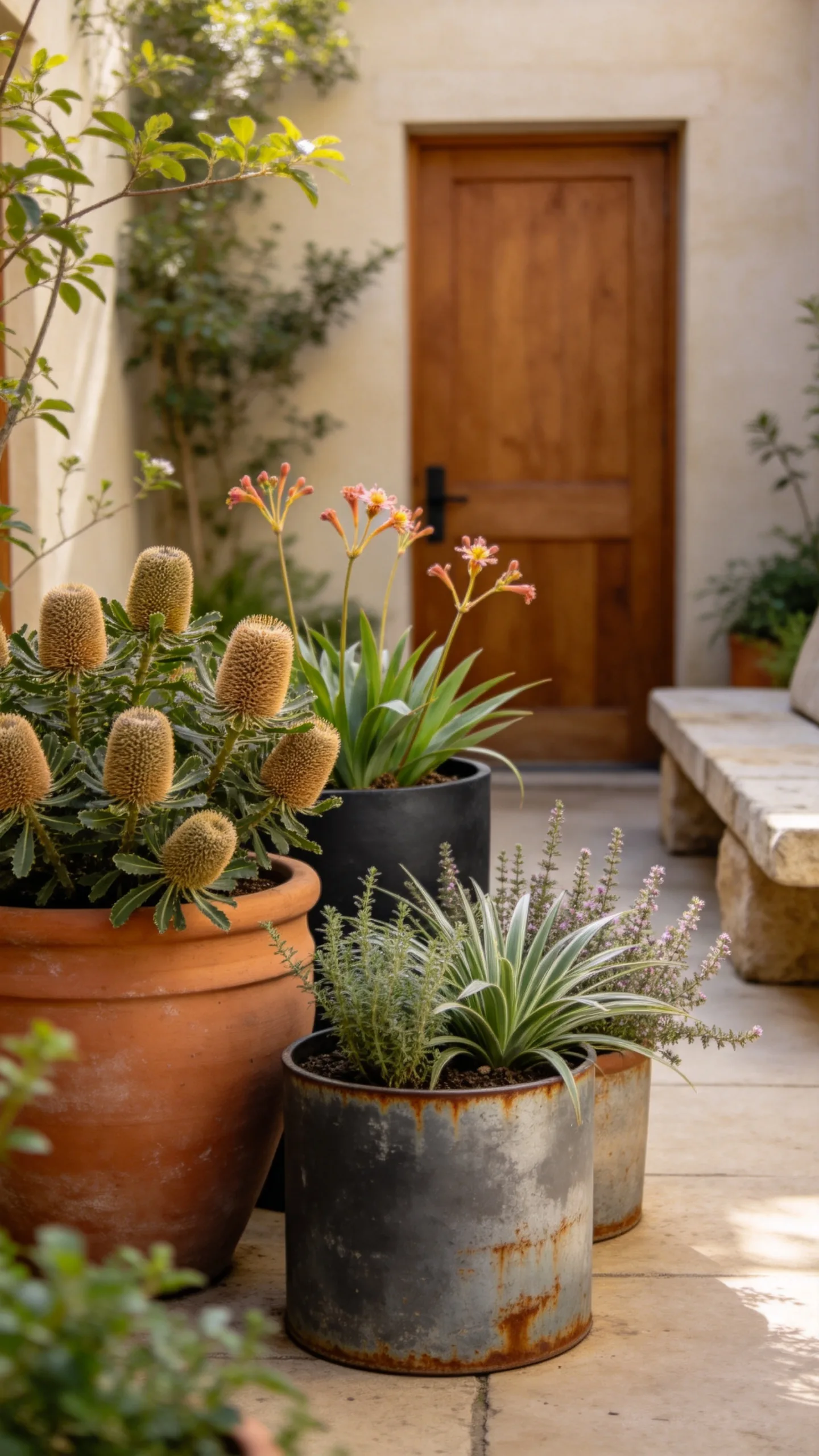 21. Create a Courtyard With Native Plants in Pots