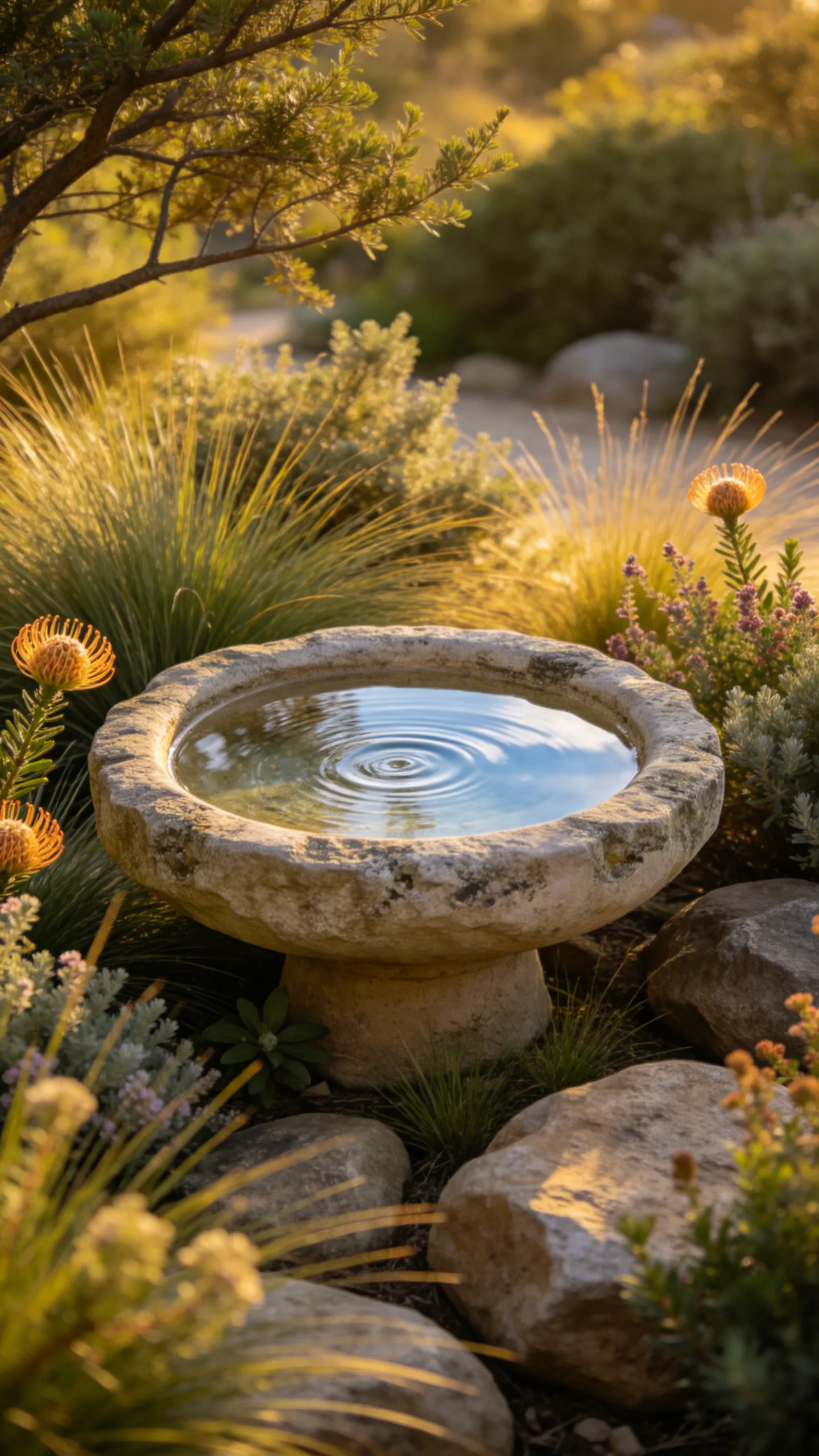 18. Add a Naturalistic Birdbath Planting Zone