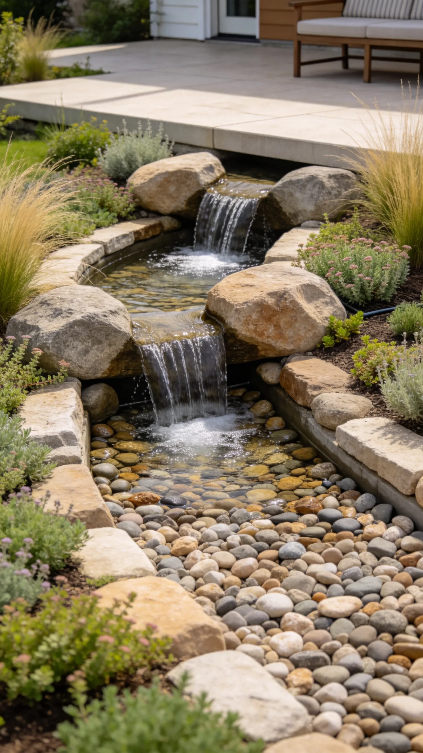 2. Pondless Gravel Basin Waterfall