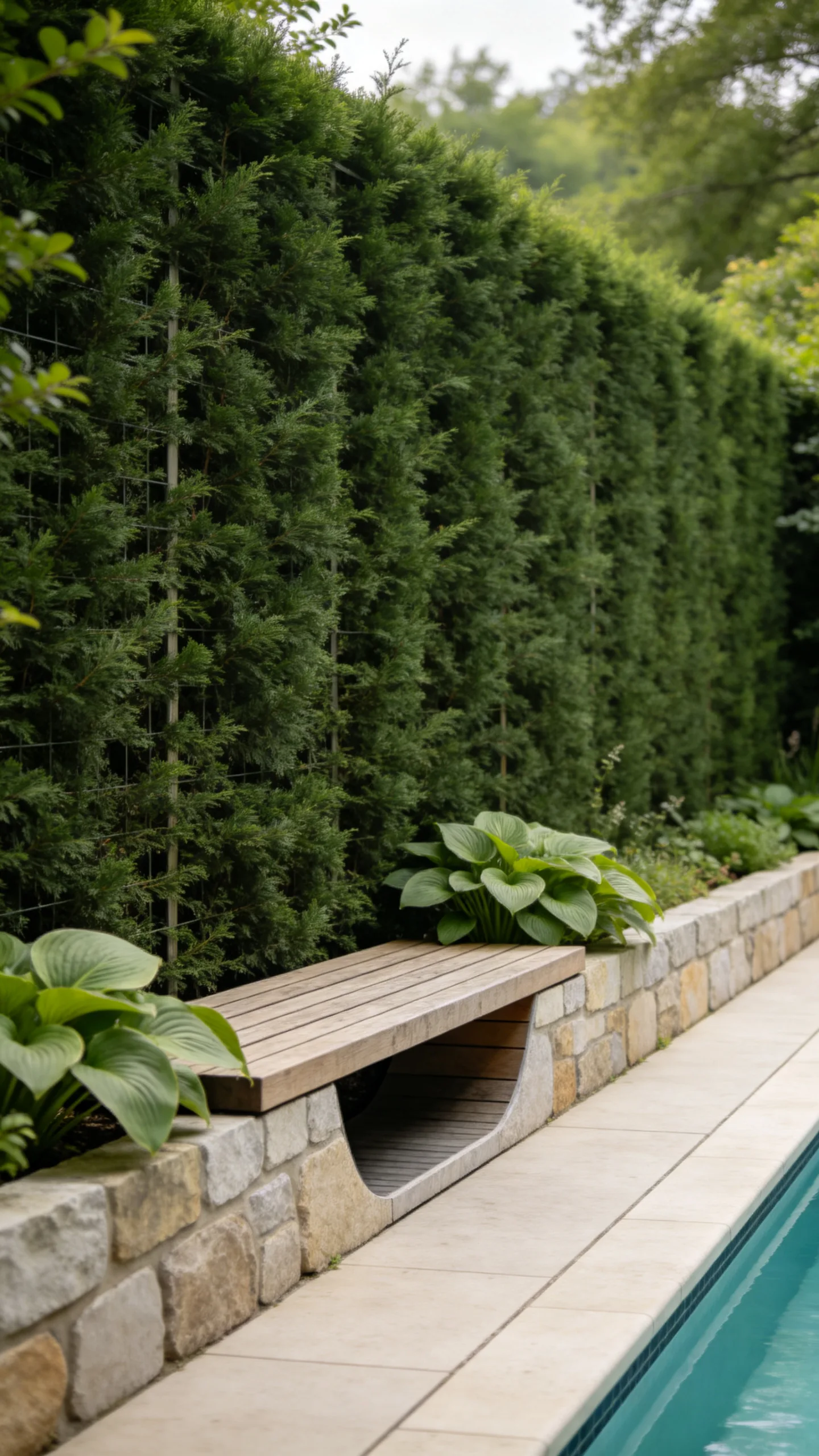 13. Built-In Bench With Green Privacy Wall