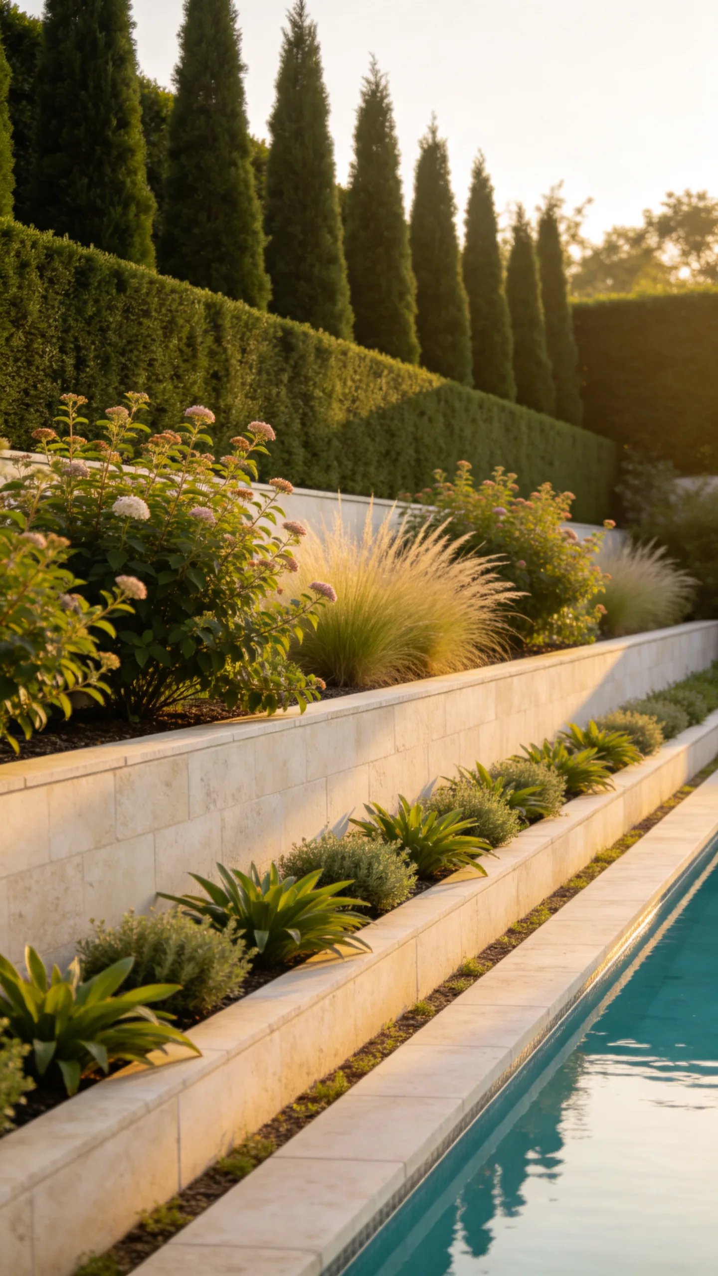 1. Layered Evergreen Screening Border