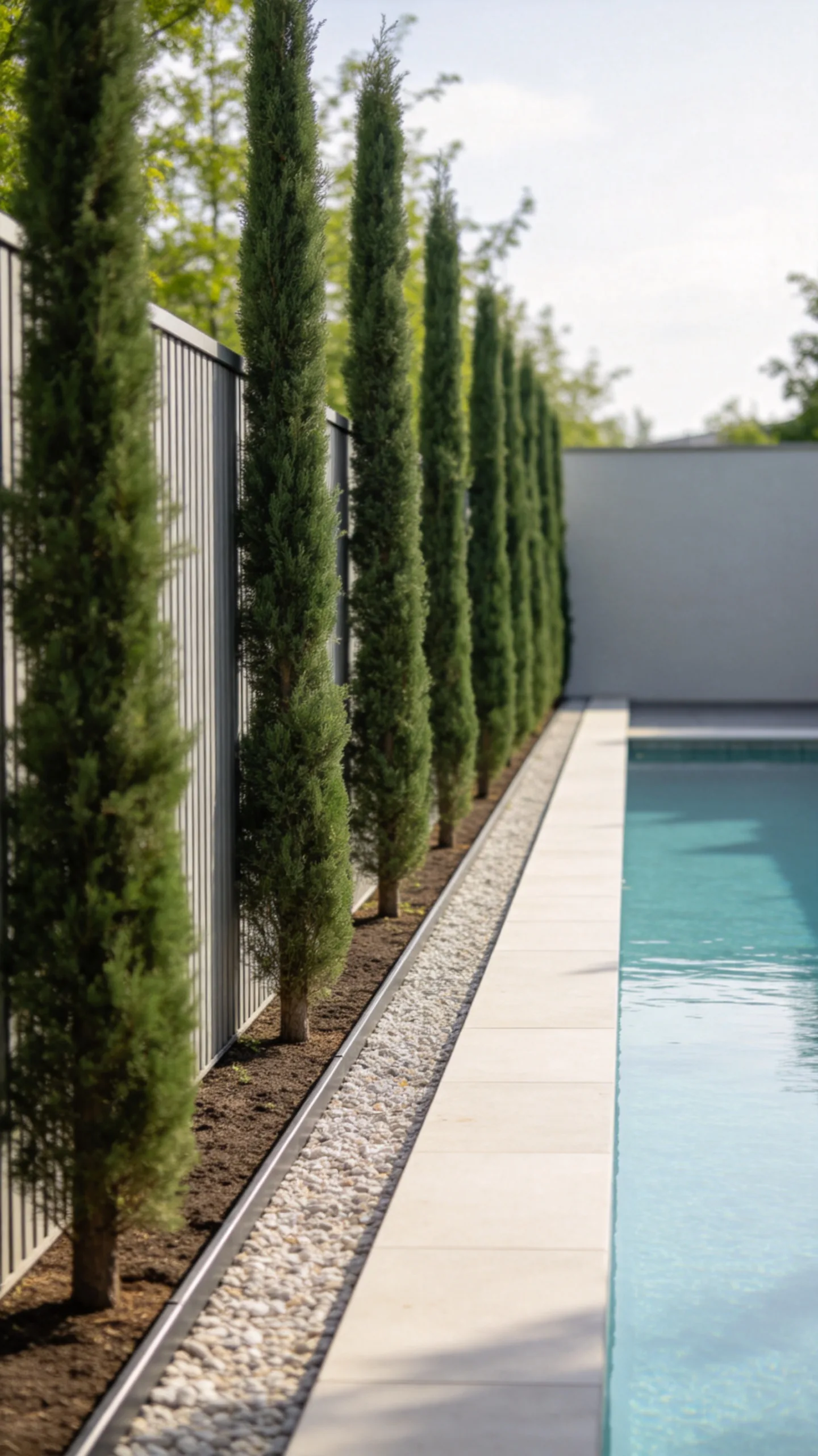 2. Narrow Columnar Trees Along the Fence