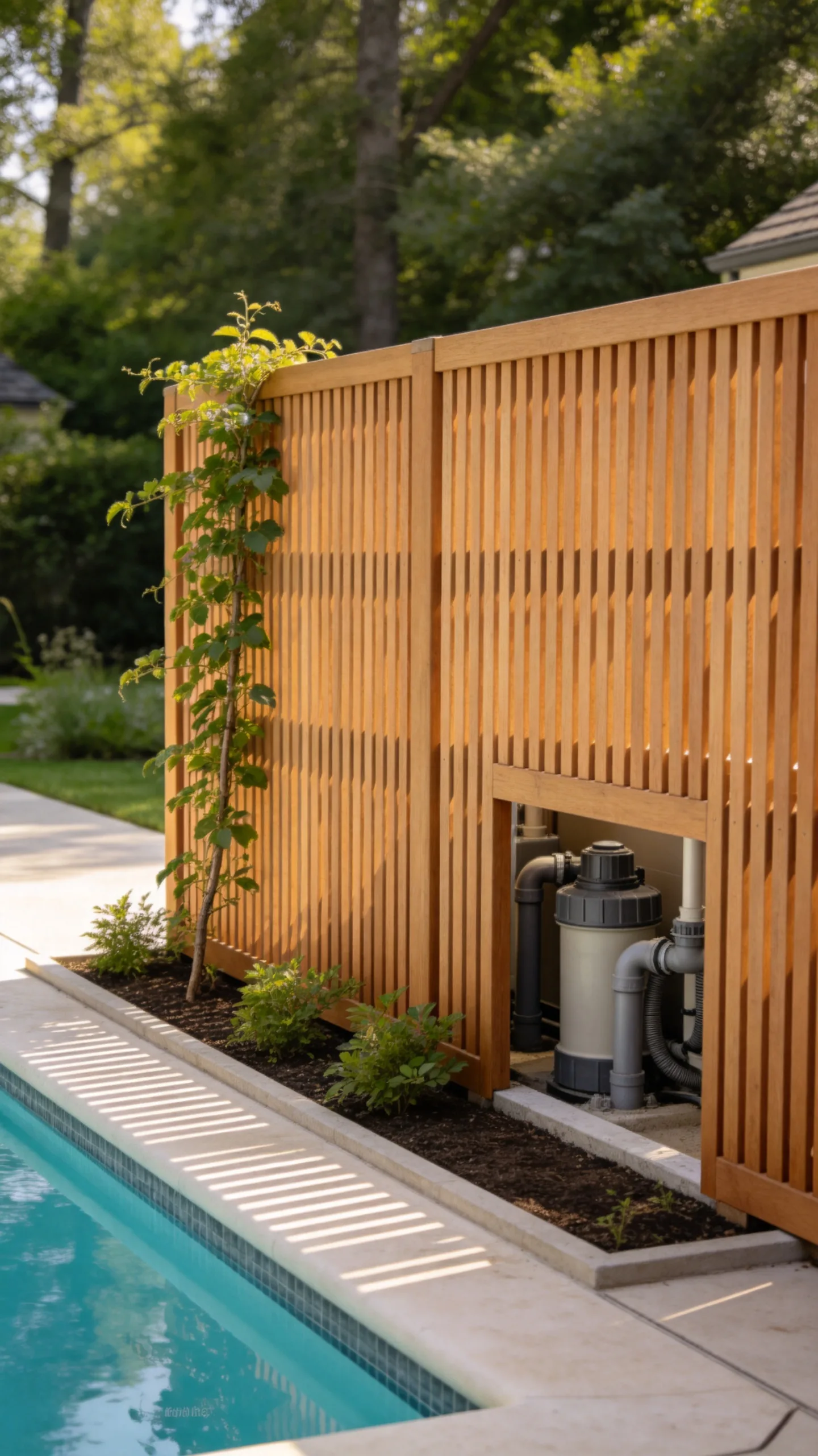6. Slatted Privacy Screen With Planting