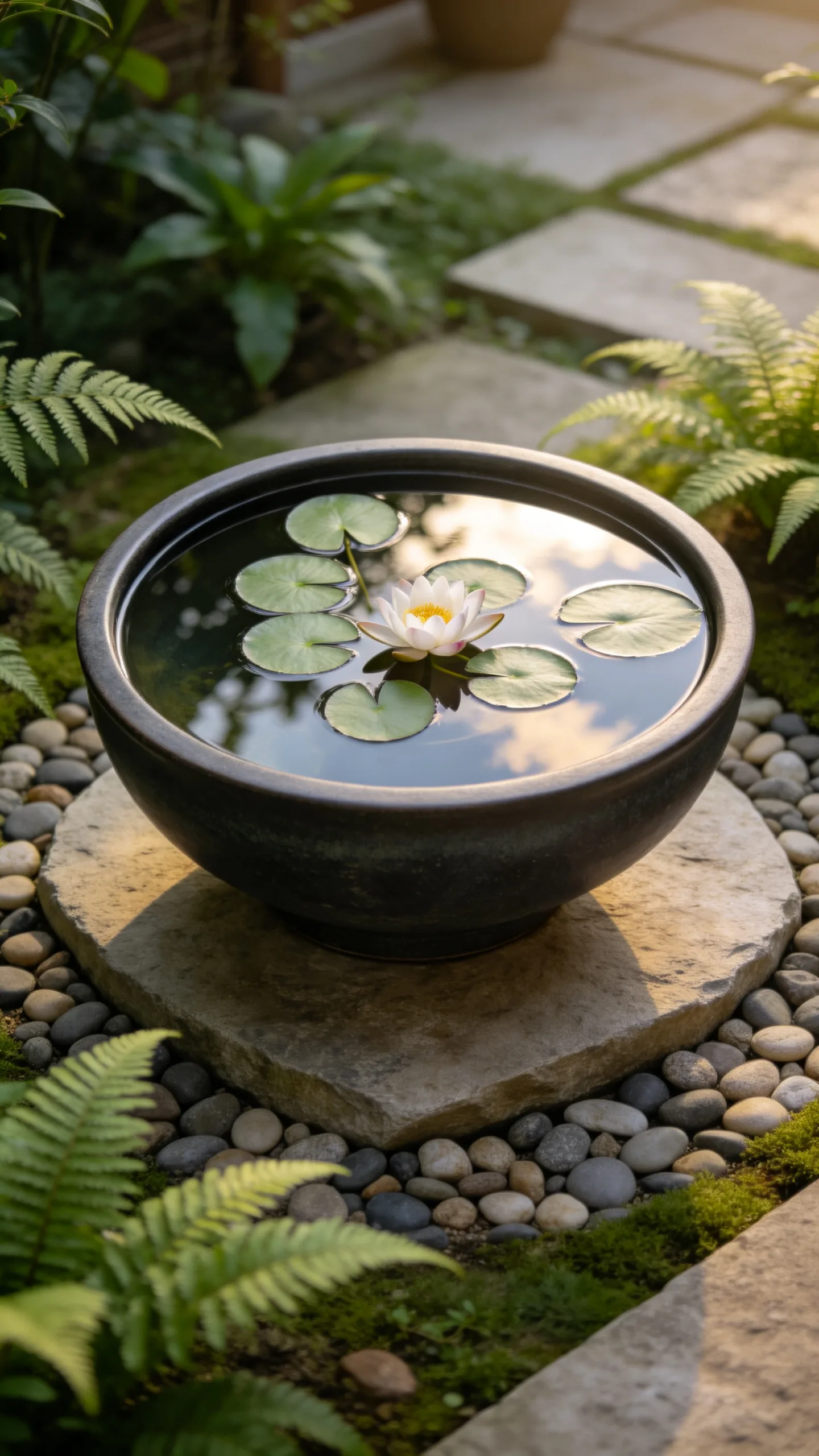 3. Raised Lotus Bowl as a Small Water Feature