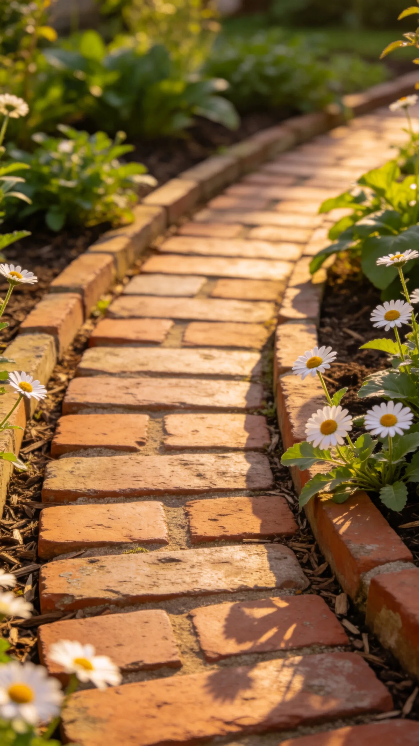 24. Use Recycled Brick With Native Daisy Borders