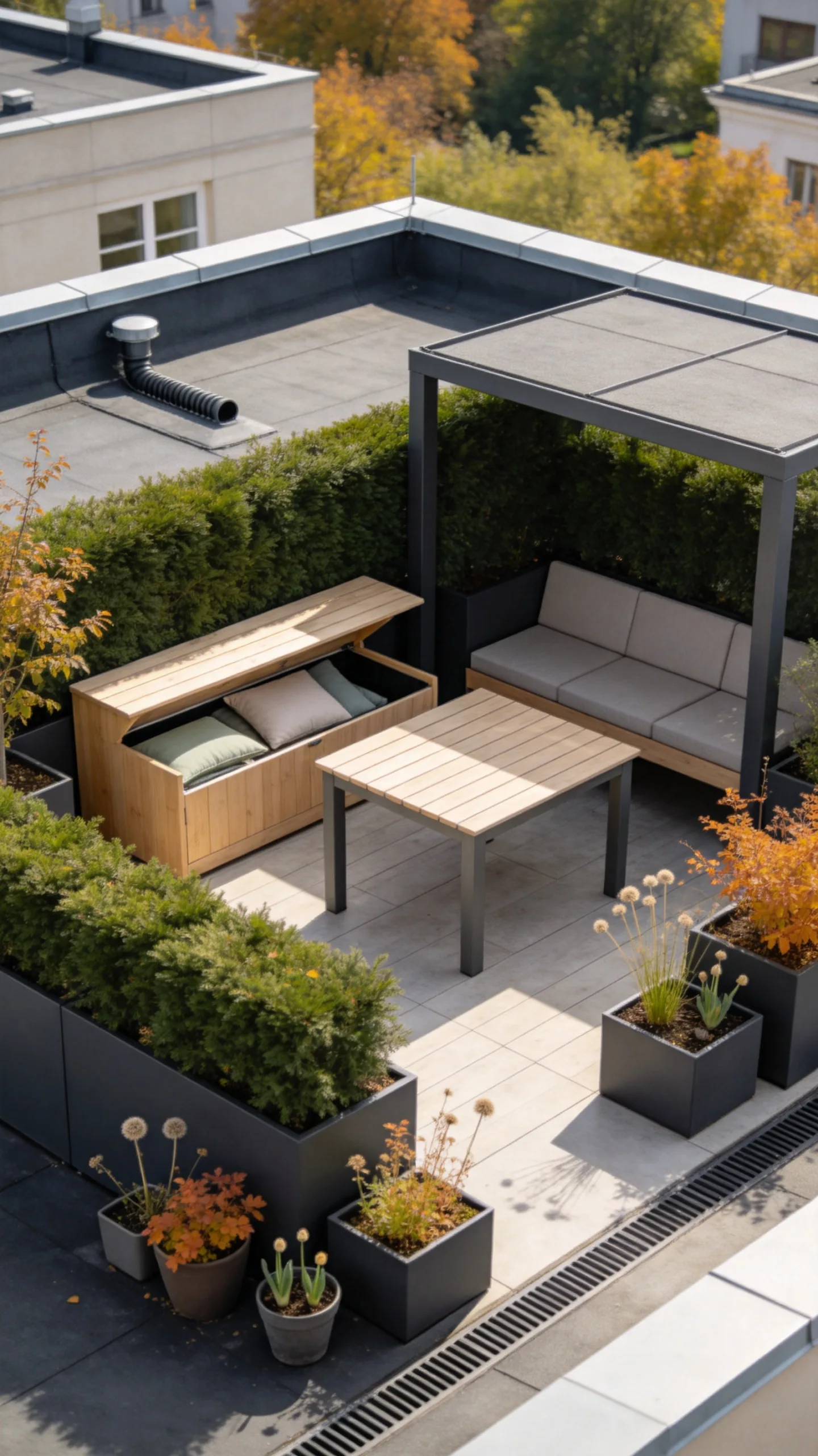 18. Four-Season Rooftop Retreat With Storage Seating