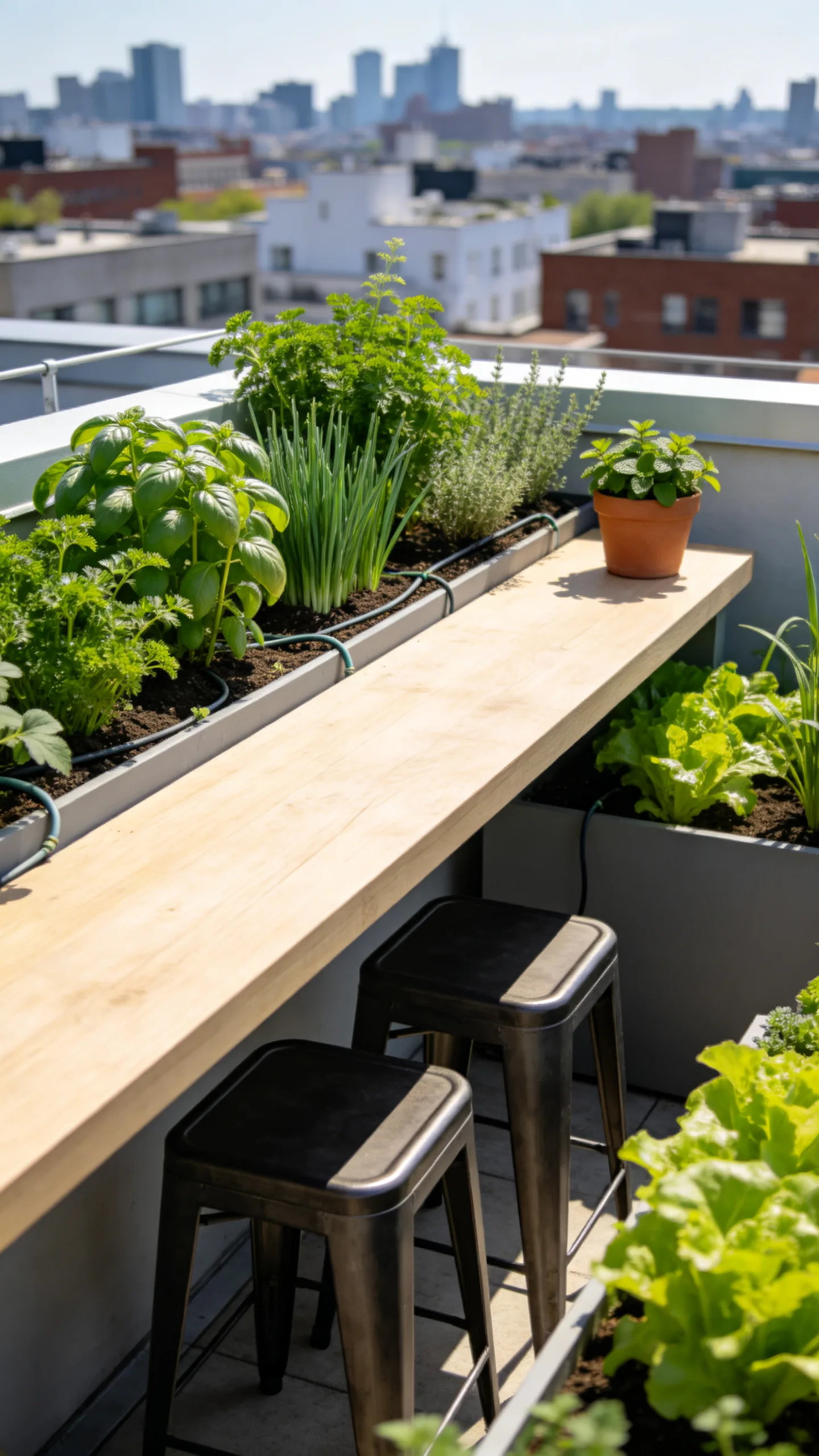 9. Rooftop Herb Bar With Counter Seating