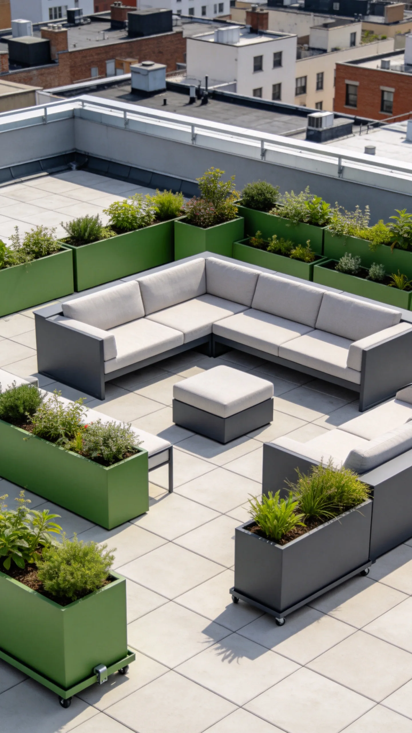 4. Modular Seating Around Movable Planters
