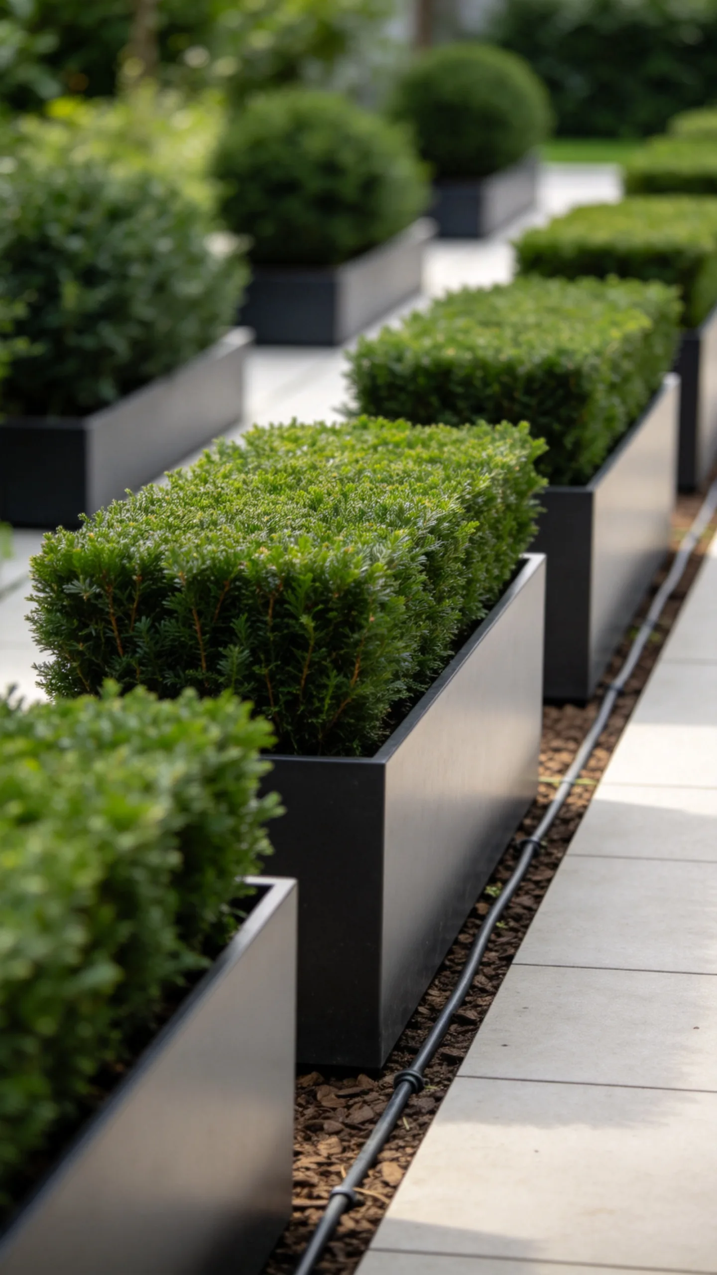 5. Create a Minimalist Evergreen Hedge in Containers