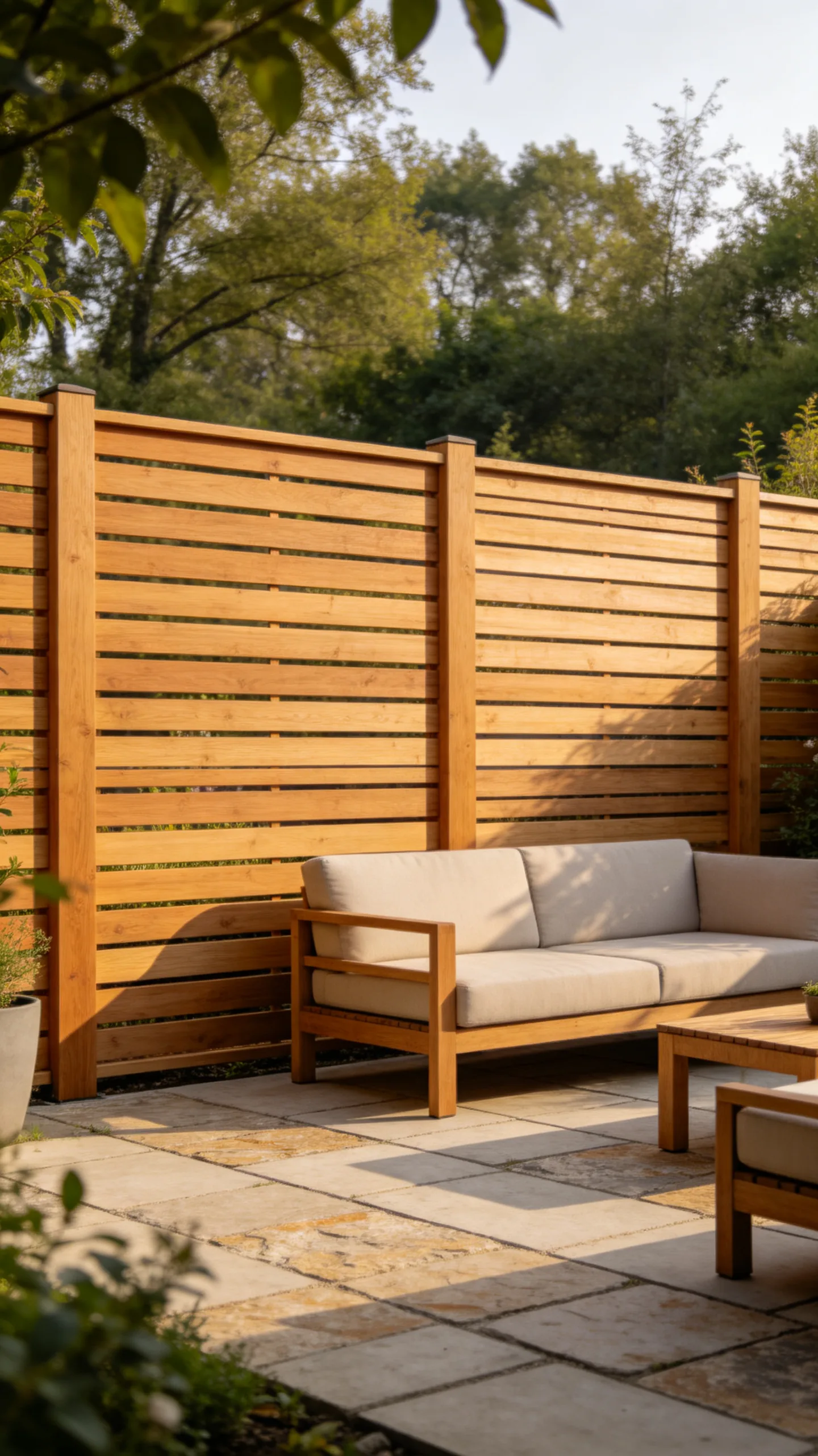 2. Horizontal Slat Fence For A Modern Backyard