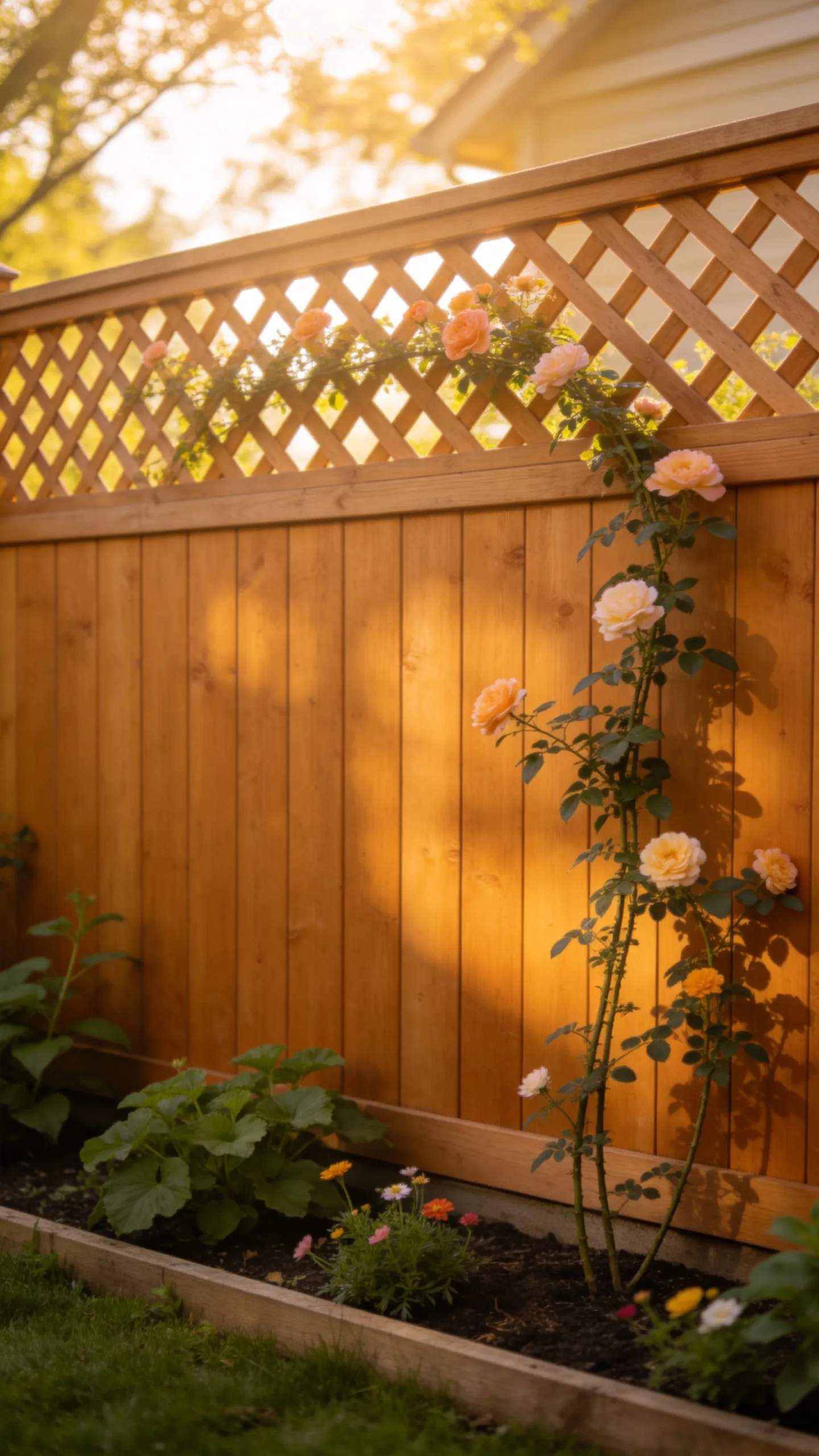 5. Lattice-Top Wooden Fence