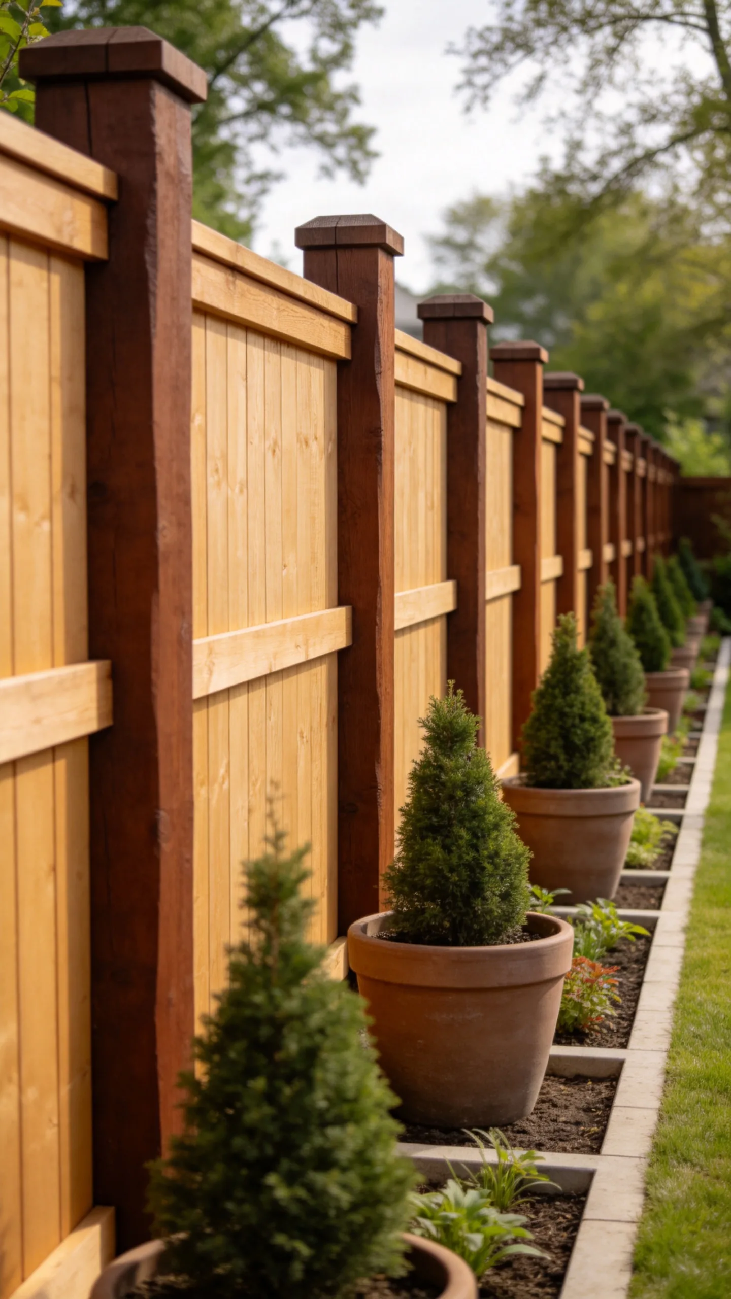 8. Fence Panels Framed With Chunky Wood Posts