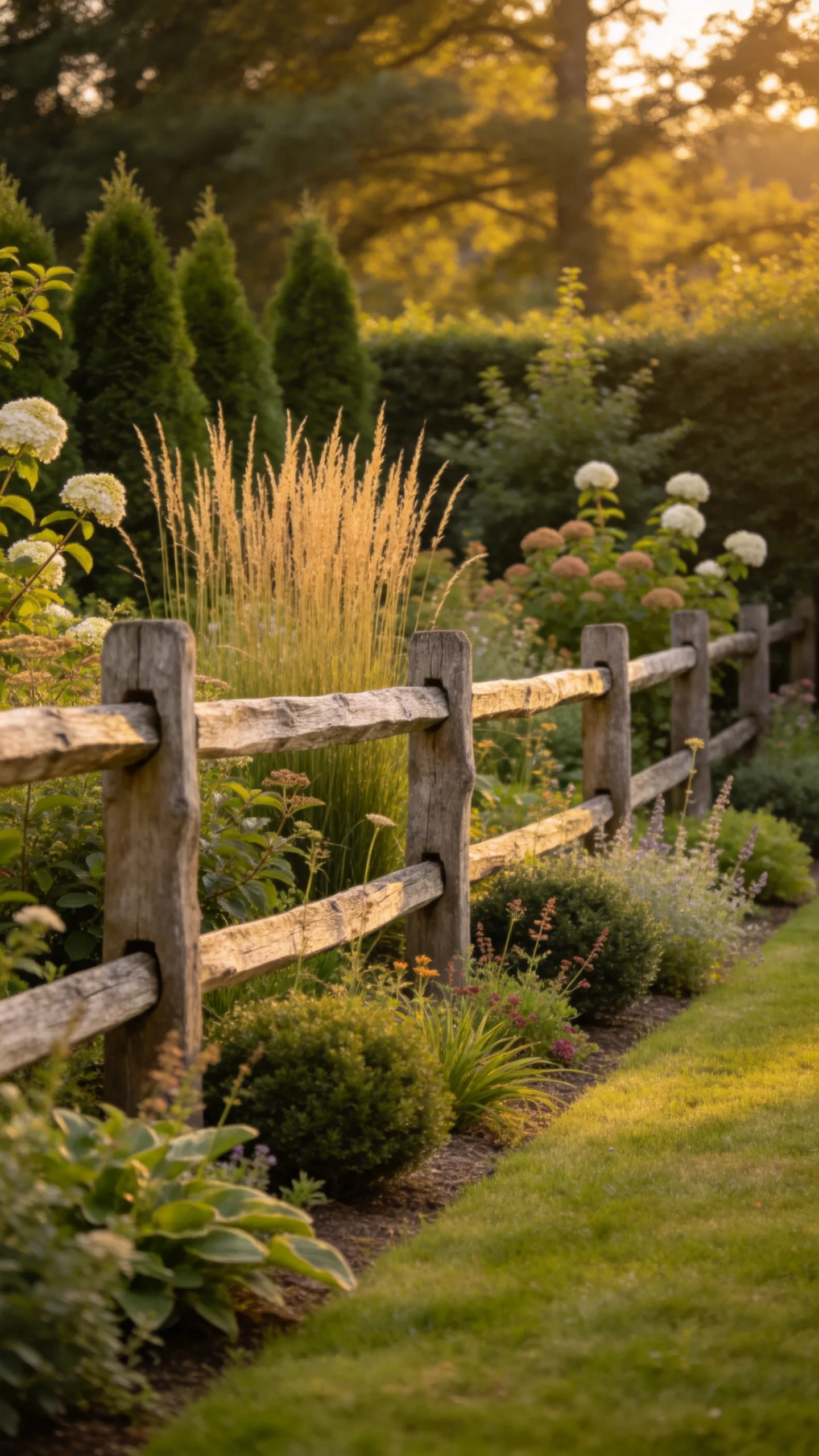 9. Rustic Split-Rail Fence With Privacy Planting