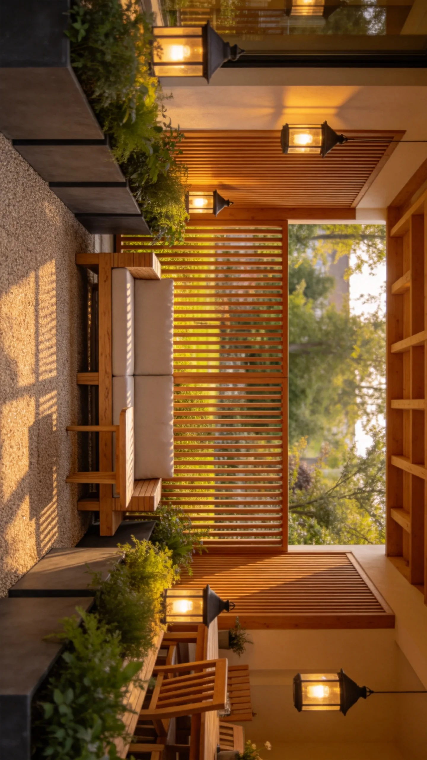 10. Slatted Wood Screen Around A Patio