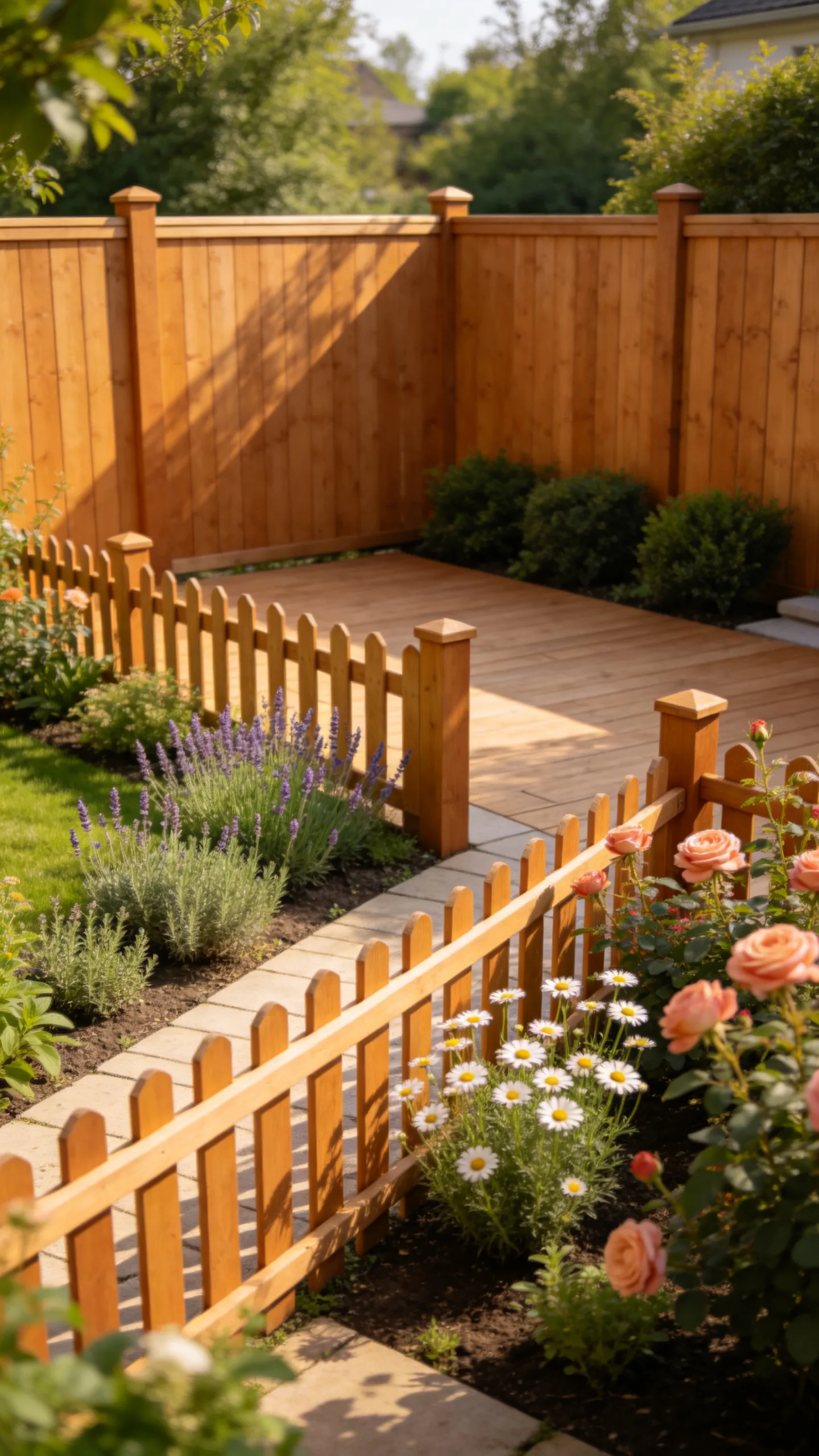 12. Picket Fence With Taller Privacy Sections
