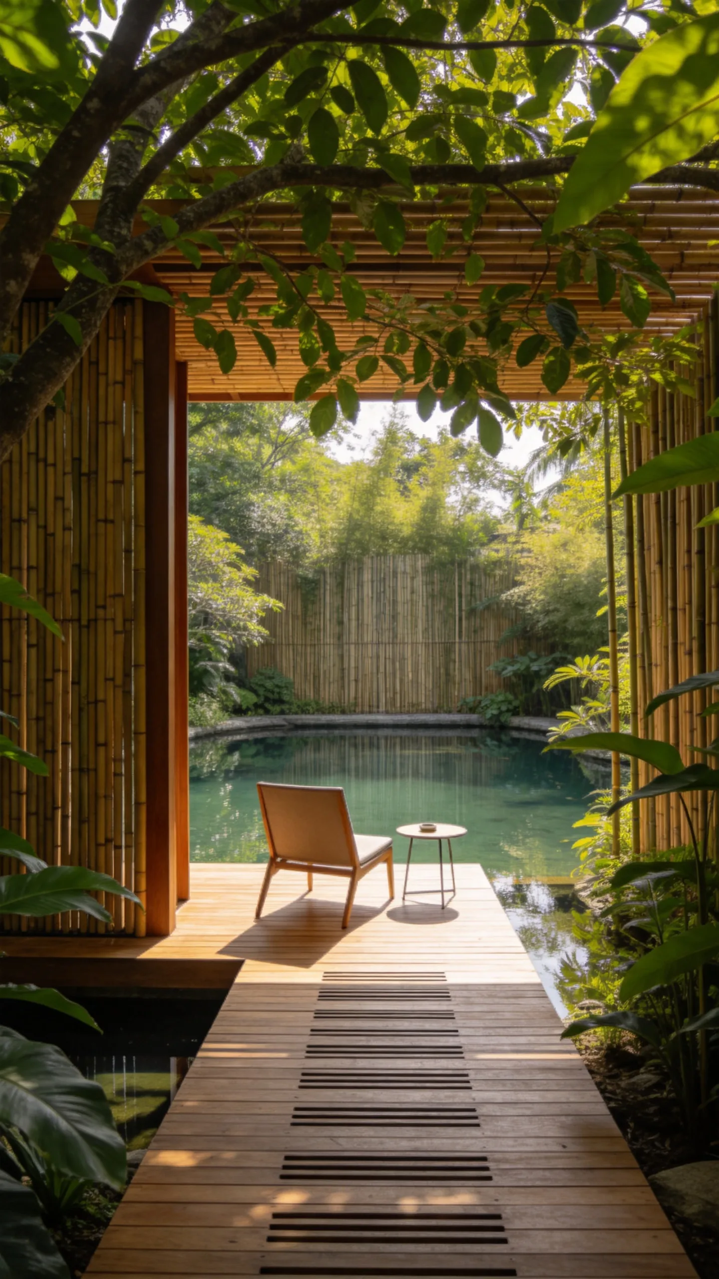 17. Shaded Meditation Deck by the Water