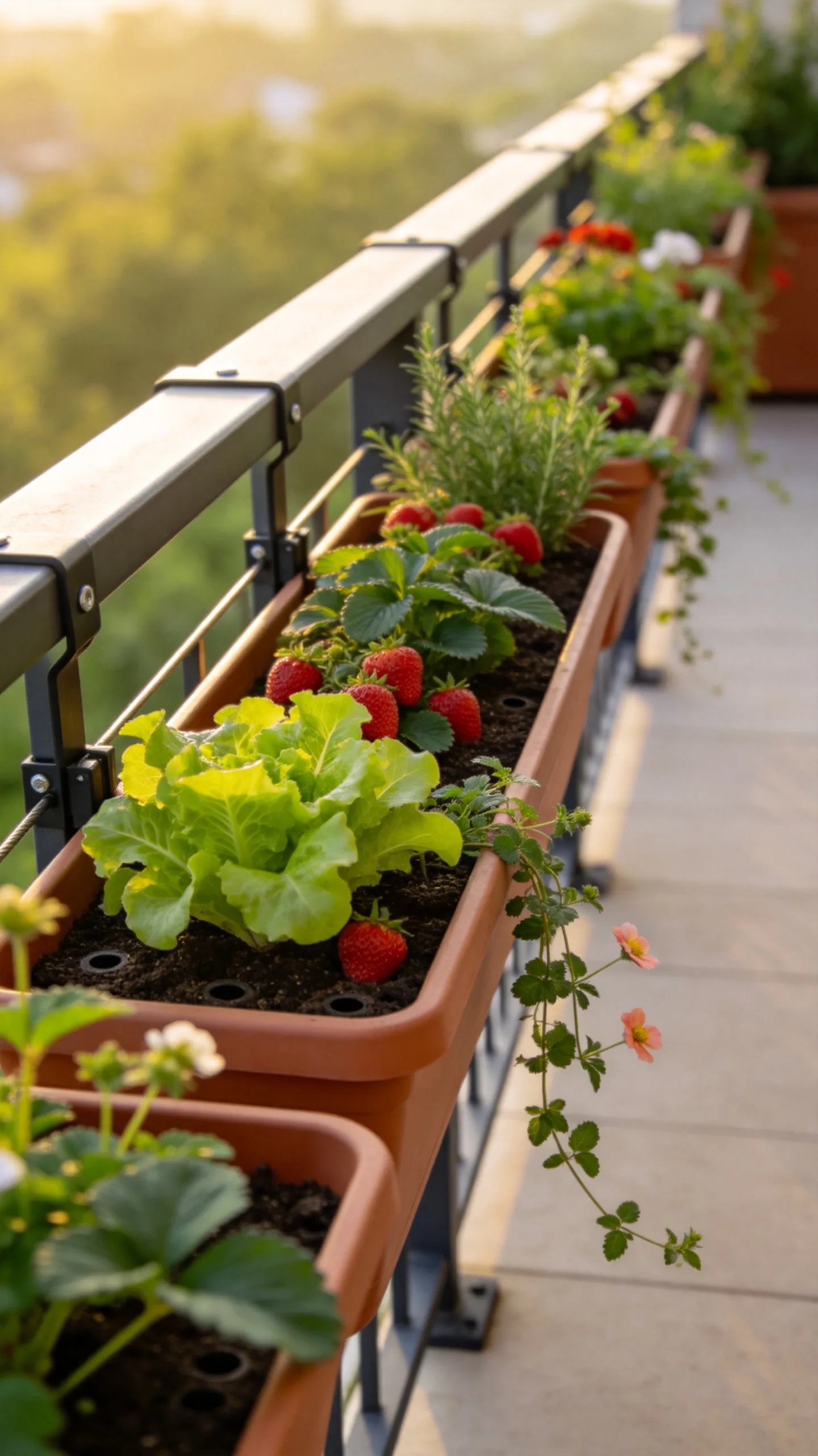 12. Plant a Narrow Railing Garden