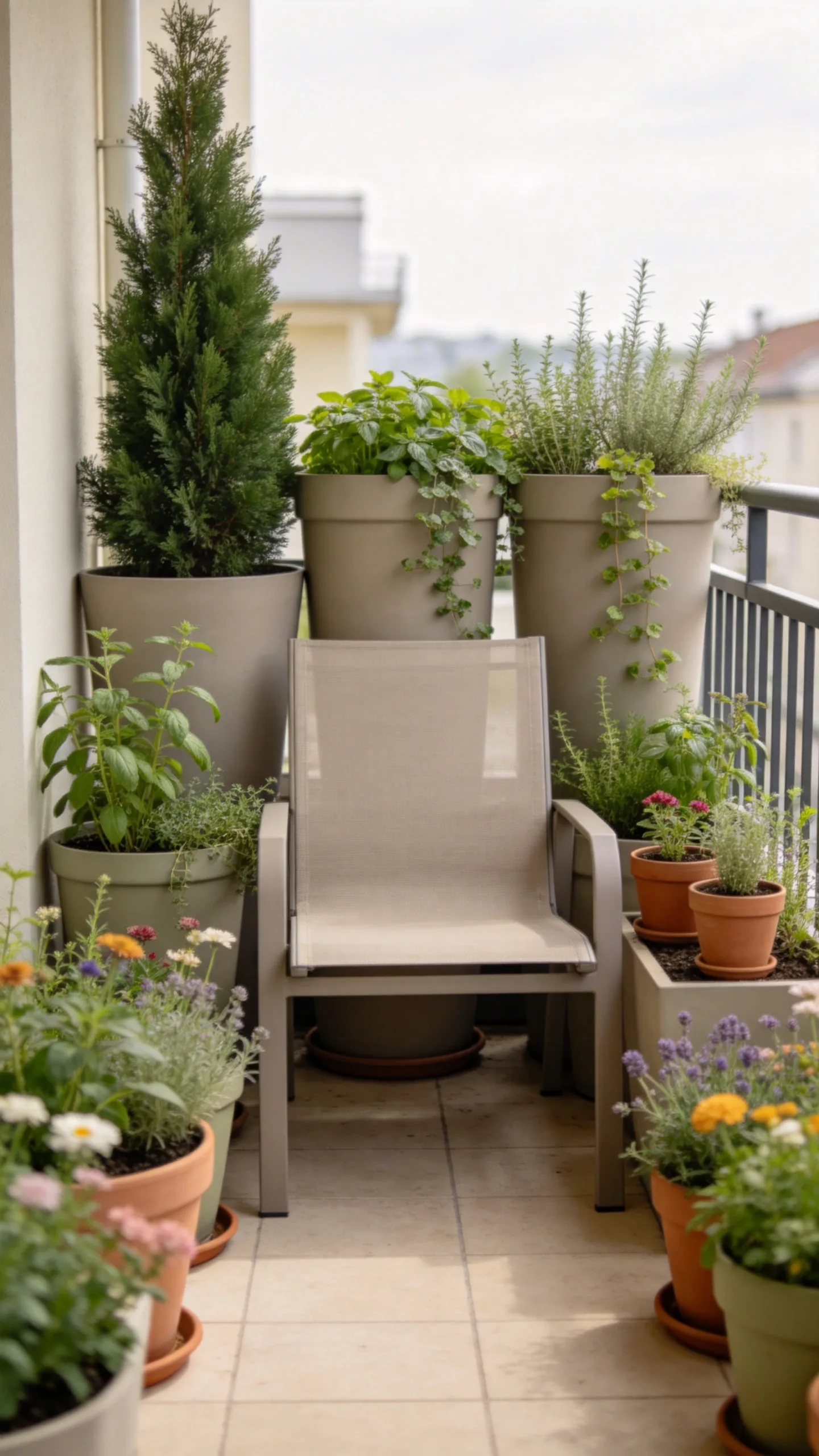 12. Arrange Containers Around a Patio Chair