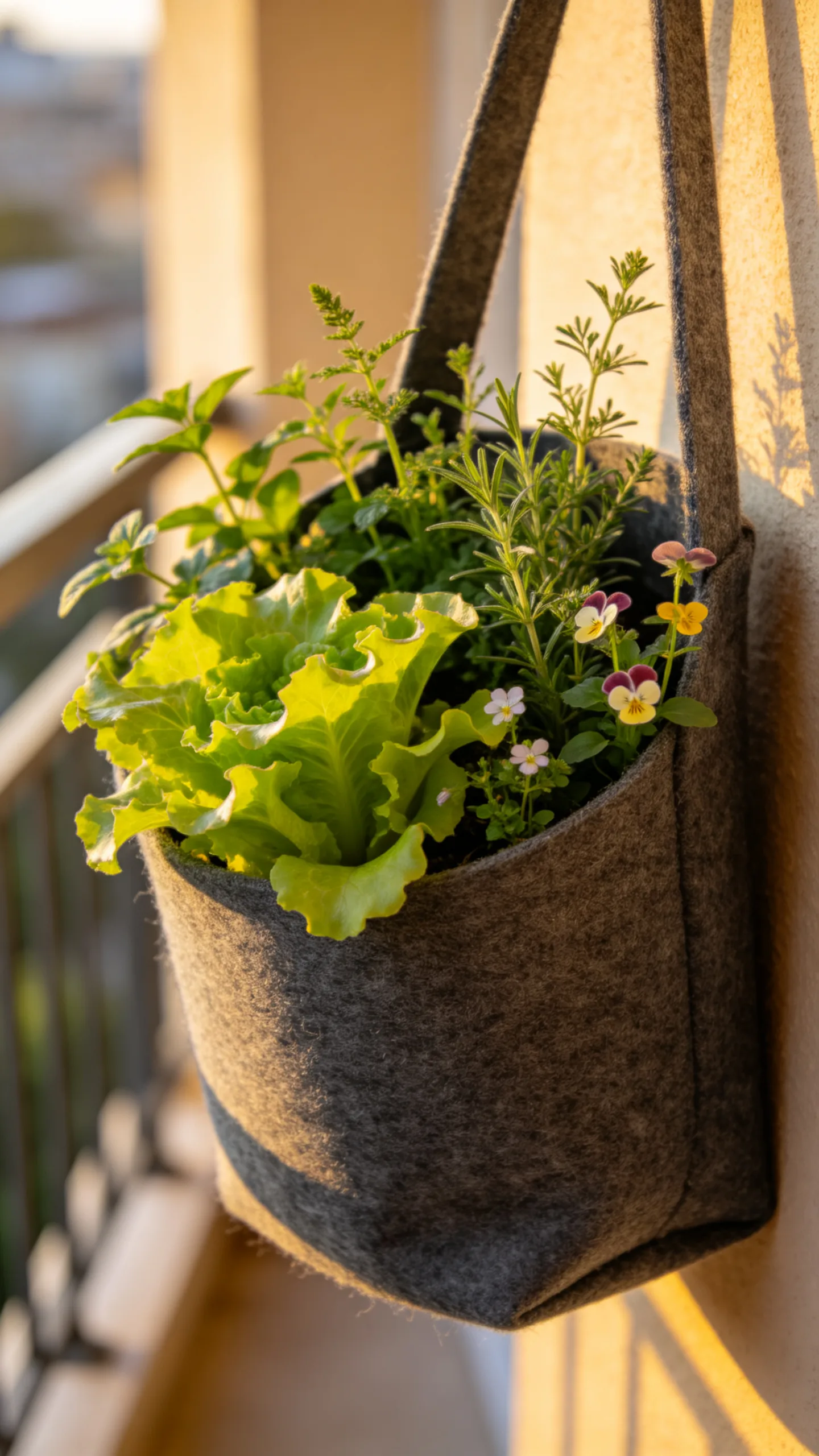 2. Use Pocket Planters on a Balcony Wall